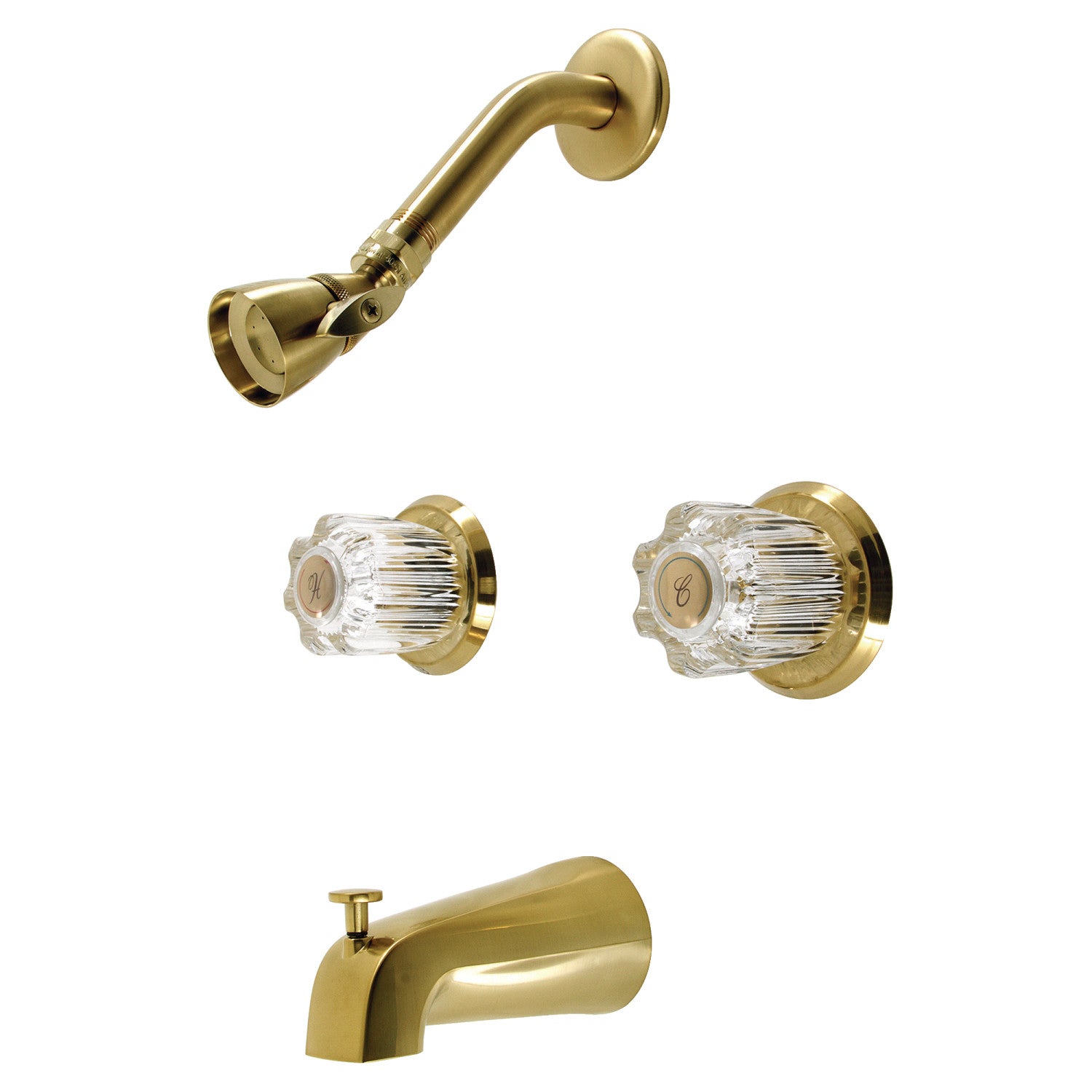 Americana KB147 Brushed Brass Double Handle Tub and Shower Faucet - Perfect for Bathroom Renovation & Luxury Spa Experience