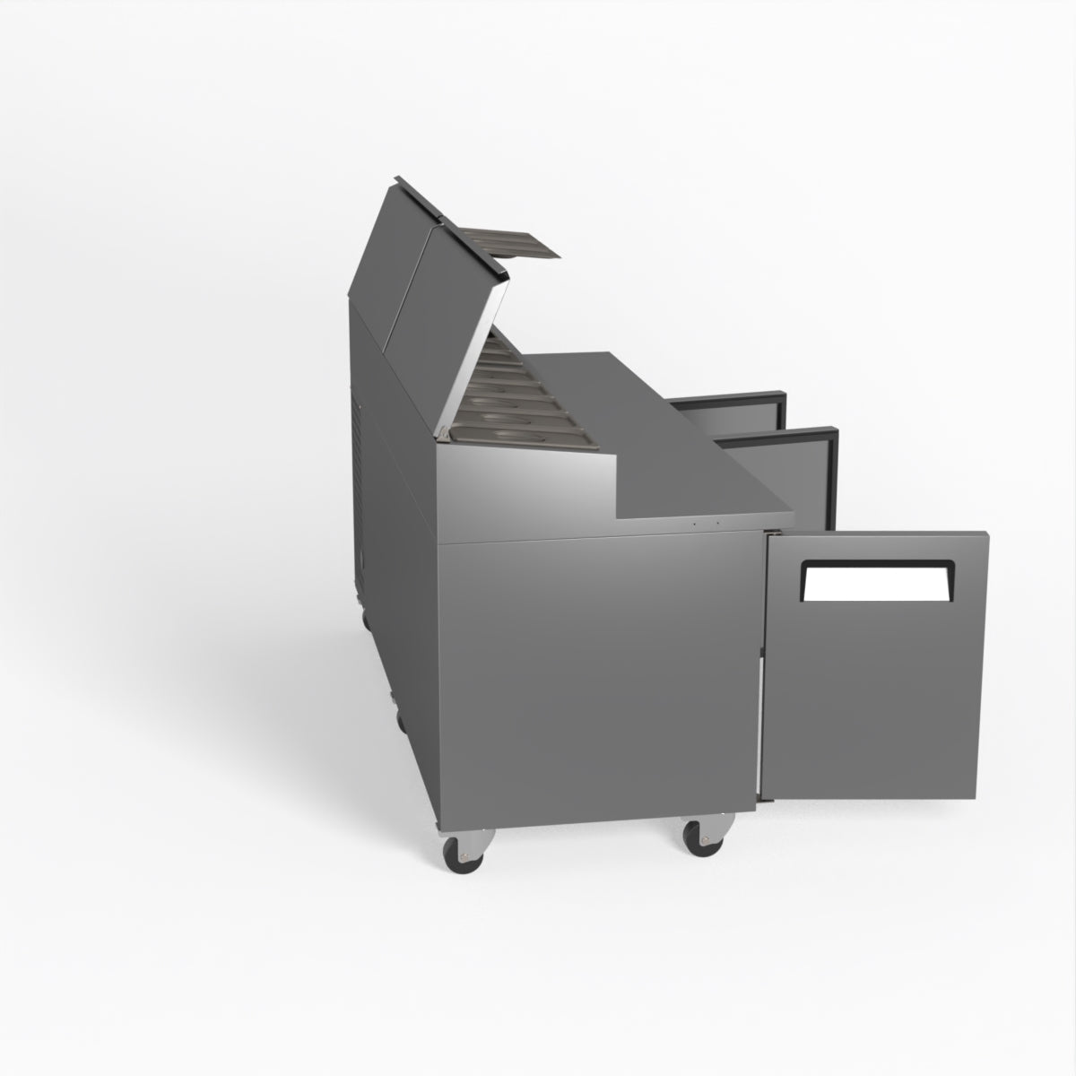 AG 3 Door Commercial Saladette Refrigerator - Holds 10 x 1/3 GN Trays - Perfect for Restaurants, Delis & Catering Businesses
