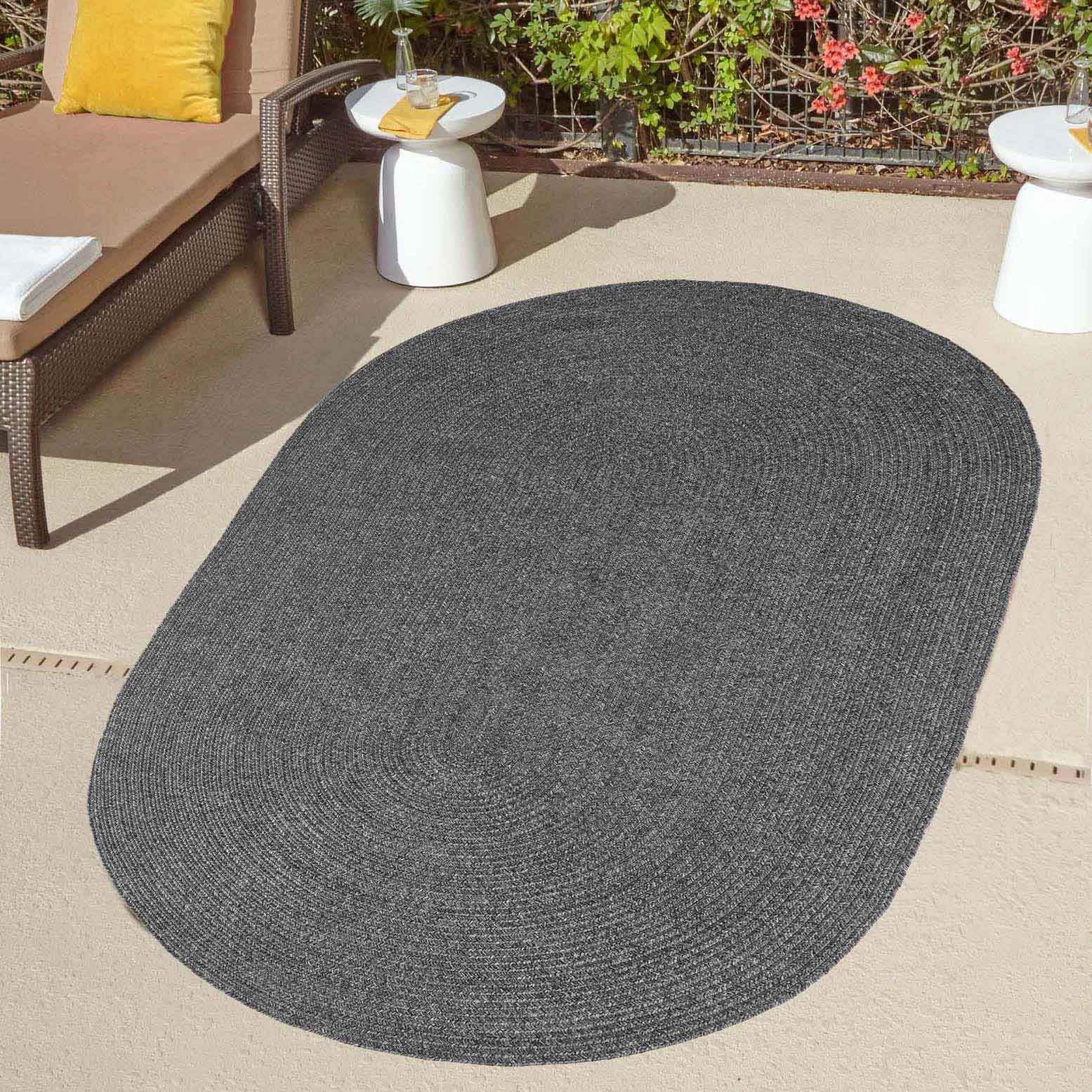 Classic Braided Area Rug - Non-Slip Indoor/Outdoor Oval Rug for Living Room, Bedroom, Patio & Deck - Soft & Durable Home Decor