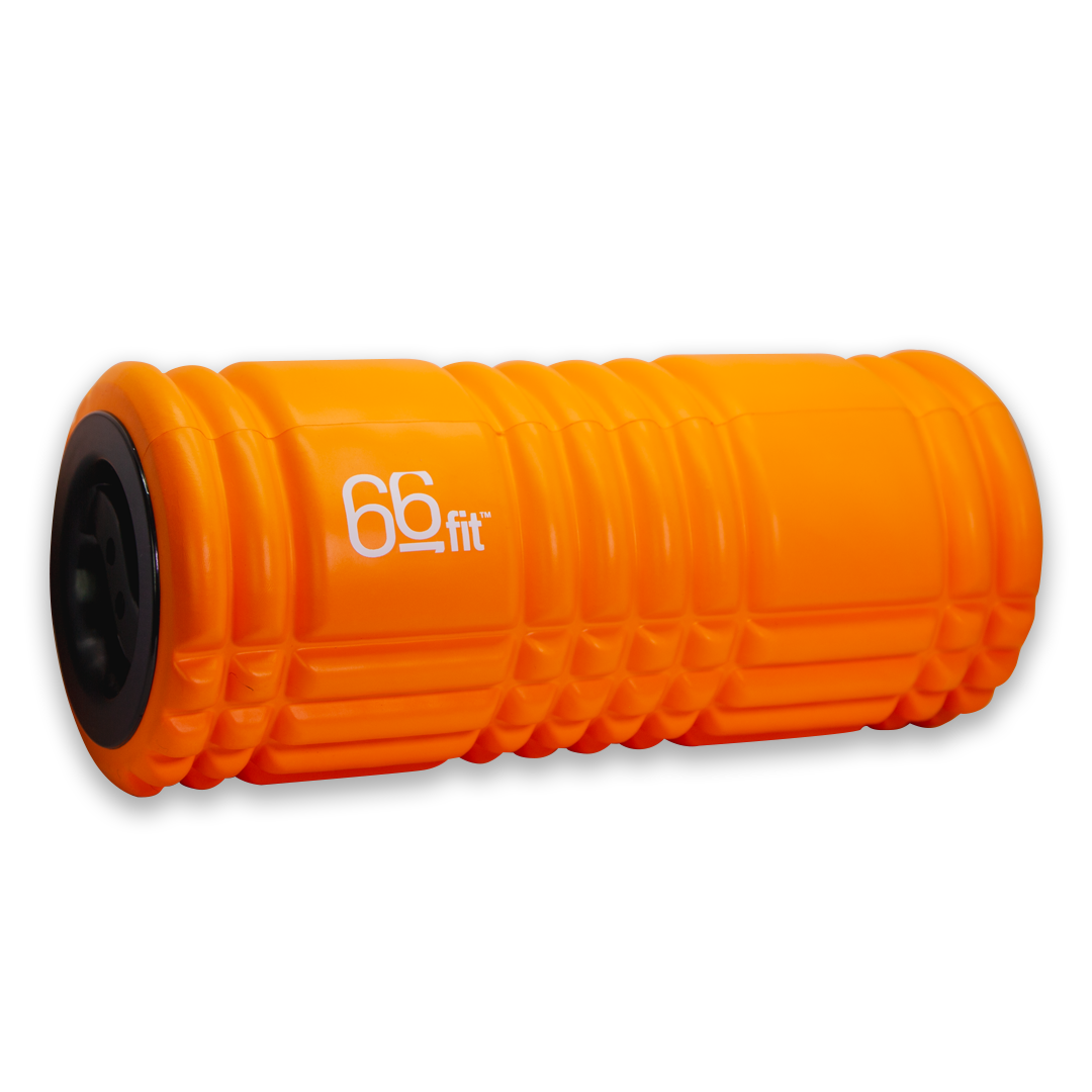 66Fit Massage Roller with Cap - 33cm Foam Roller for Muscle Recovery, Deep Tissue Massage, Yoga & Fitness - Perfect for Athletes, Gym Workouts & Post-Exercise Pain Relief