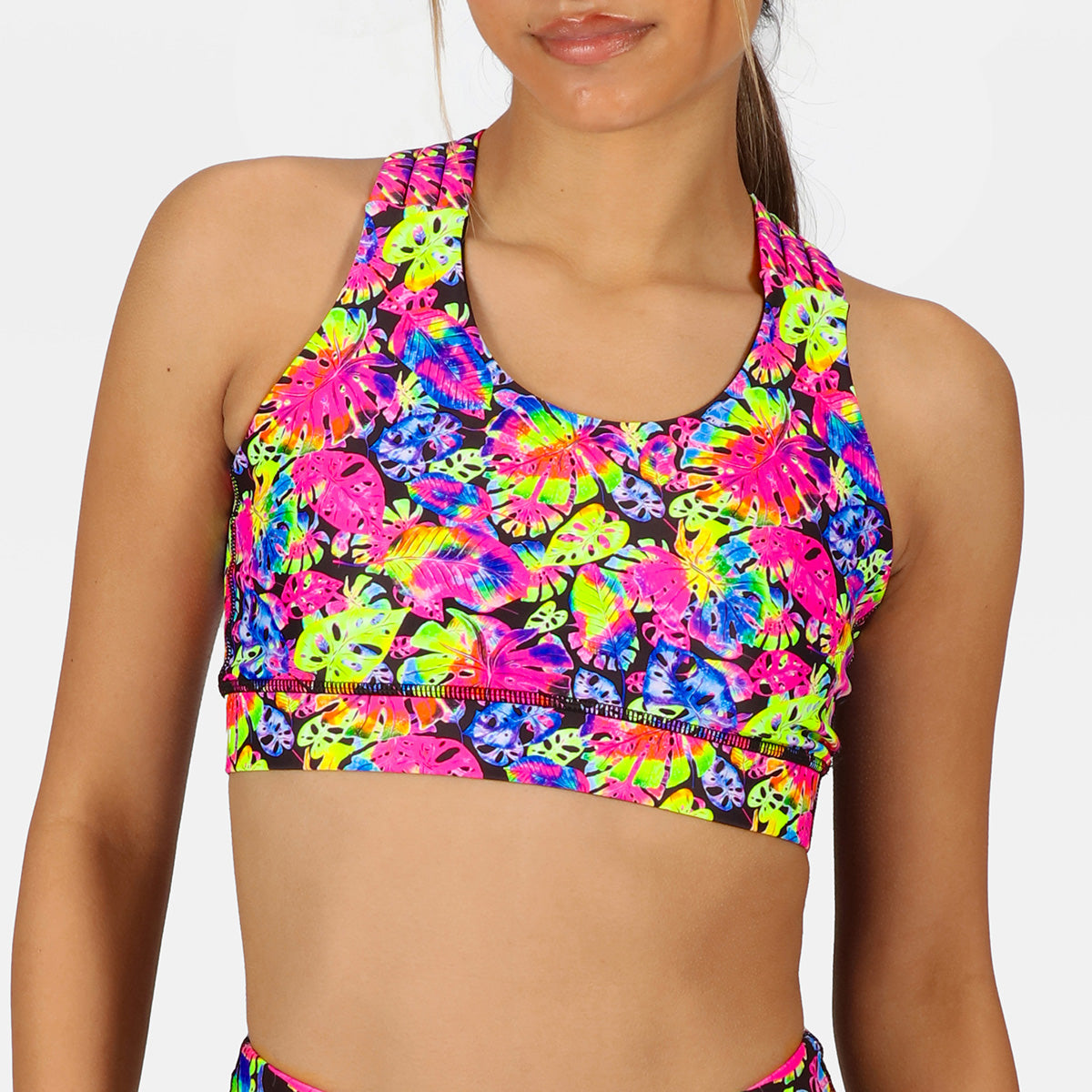 Women's Summer Cross Back Bikini Top - Comfortable Strappy Palm Print Swimwear for Beach, Pool & Vacation