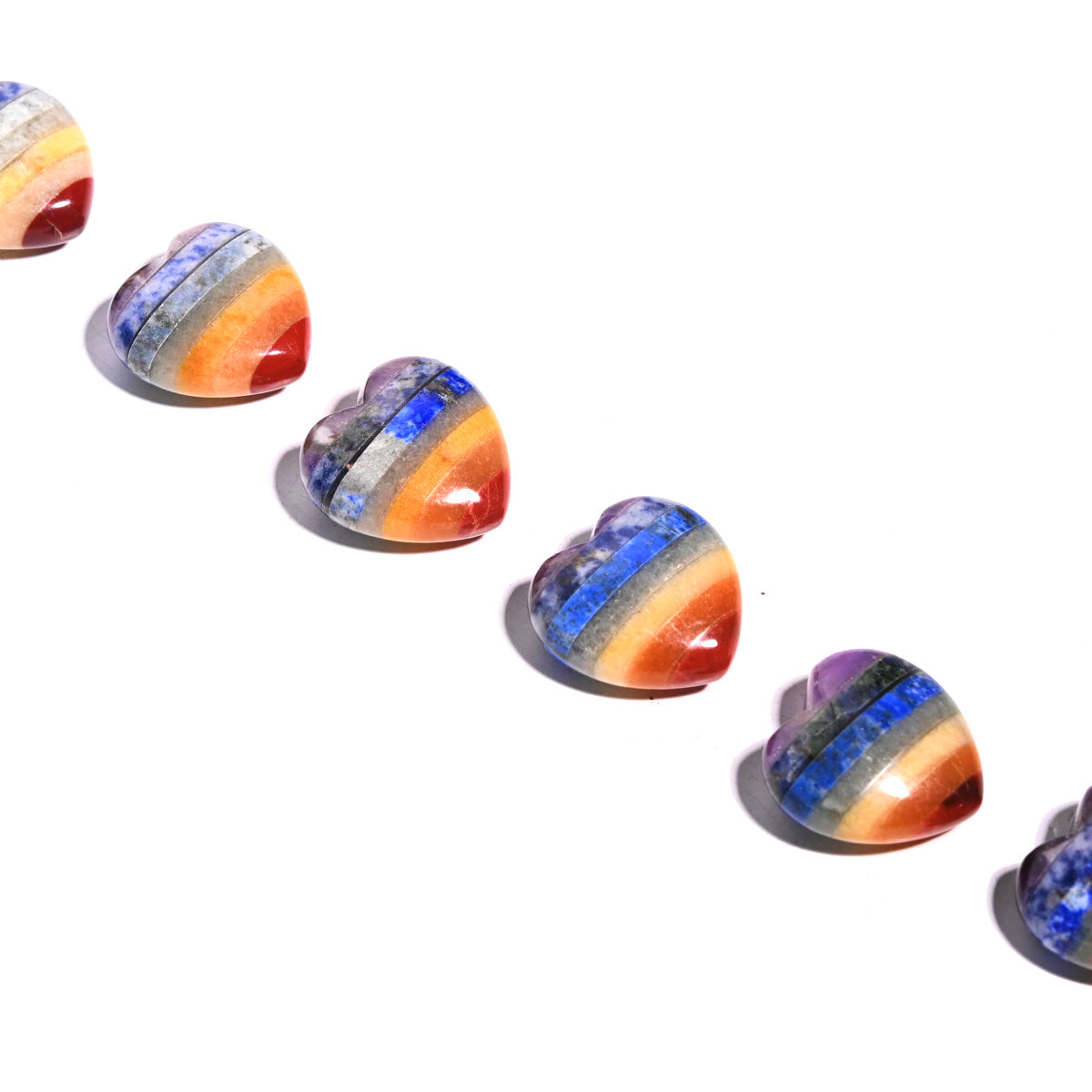 7 Chakra Crystal Heart Stone Set - Healing Energy Stones for Meditation, Reiki & Spiritual Balance - Perfect for Yoga, Home Decor & Gifts