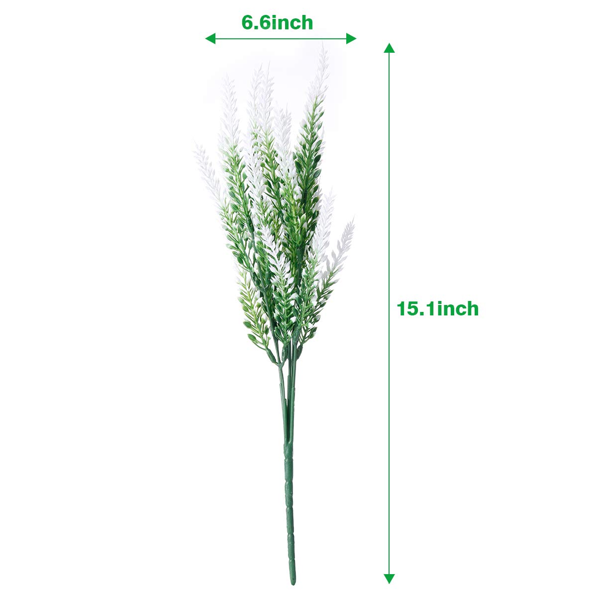 8 Bundles Artificial Lavender Flowers UV Resistant Faux Plastic Plants for Outdoor Garden Porch Window Box Decor - Classic White - Perfect for Home, Wedding, Party & Office Decoration