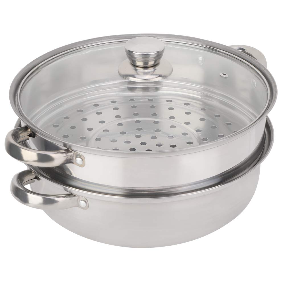 Stainless Steel Stack and Steam Pot Set - 11 Inch Double Boiler for Soup, Vegetables & Dumplings | Durable Kitchen Cookware for Healthy Cooking & Meal Prep