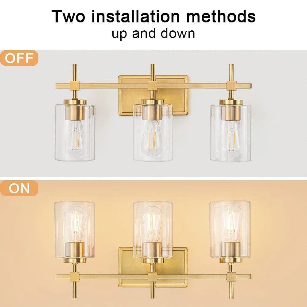 Jasper Modern Clear Glass 3-Light Bathroom Vanity Light Fixture - Perfect for Bathroom, Powder Room & Dressing Room Lighting