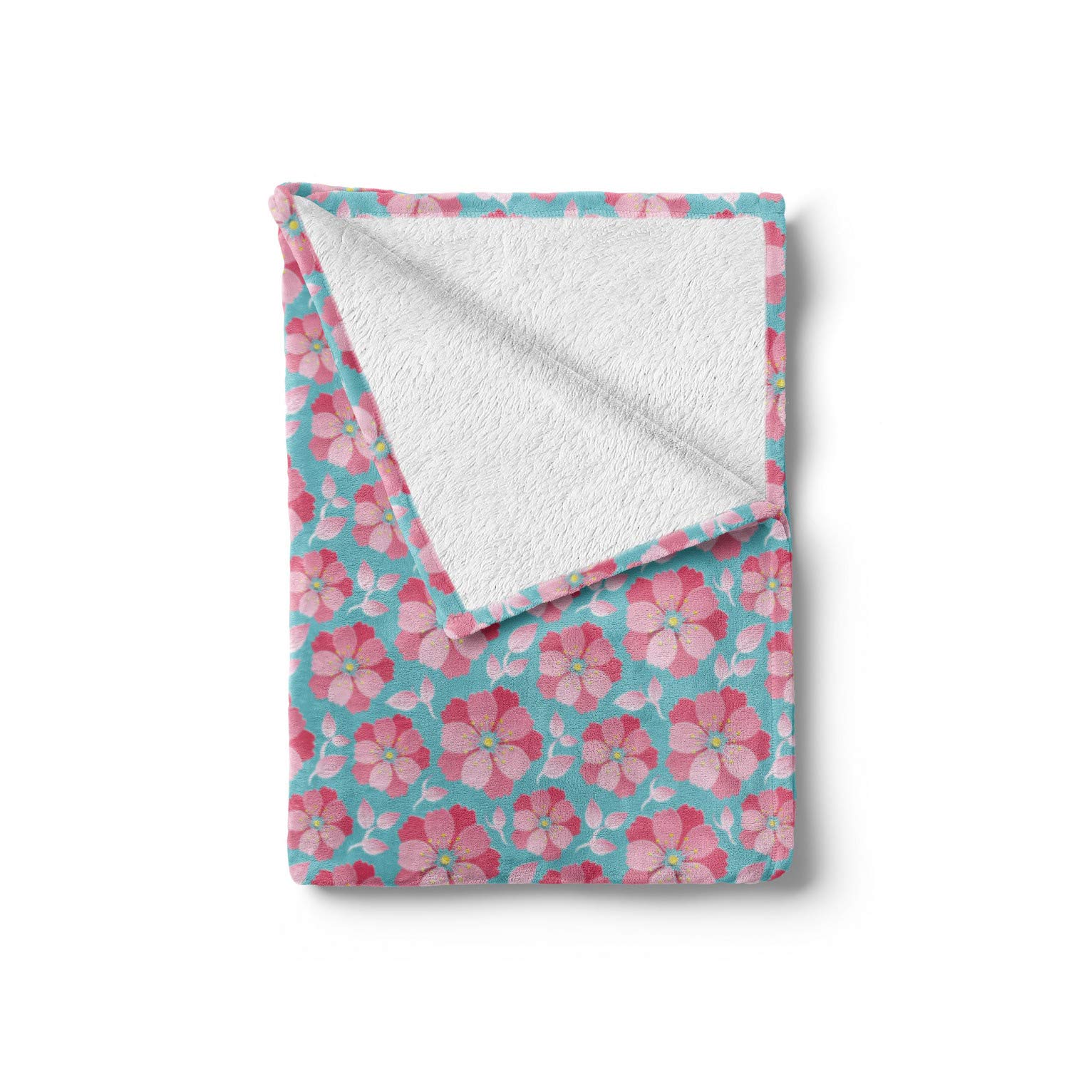 Ambesonne Flannel Fleece Throw Blanket - Soft Abstract Petals & Leaves Design, 50