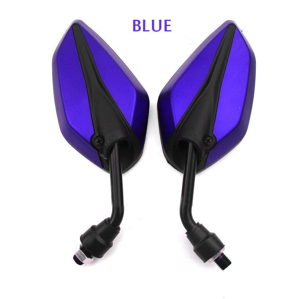 Universal 22MM Motorcycle Rearview Side Mirrors - 1 Pair Black/Blue/Green/Red Handlebar Mirrors for Honda, Suzuki Scooters & Bikes | Weatherproof Durable Design | Perfect for Commuting, Touring & Urban Riding (Color: Blue)