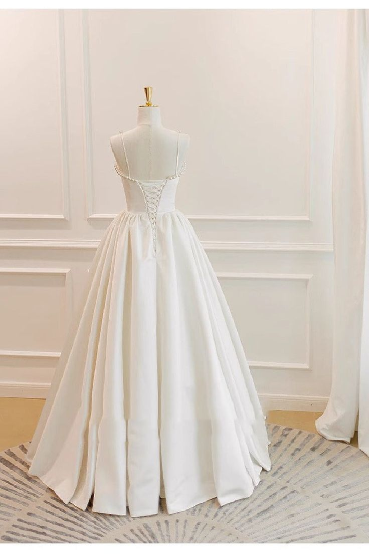 Elegant A-Line White Wedding Dress for Bride - Formal Party Gown J5631 | Perfect for Church Ceremony, Reception & Evening Events