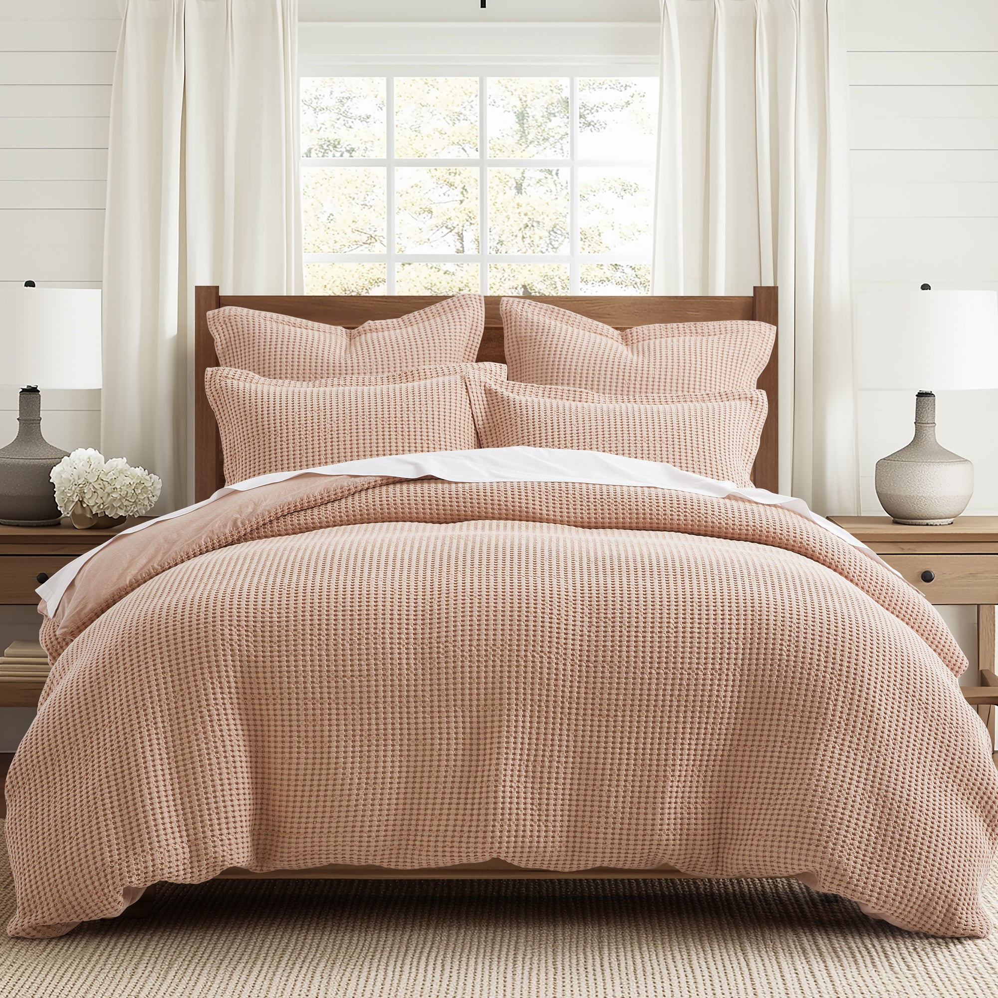 Mills Waffle Duvet Cover Set - Soft Textured Bedding for Cozy Comfort - Perfect for Master Bedroom, Guest Room & Dorm Decor