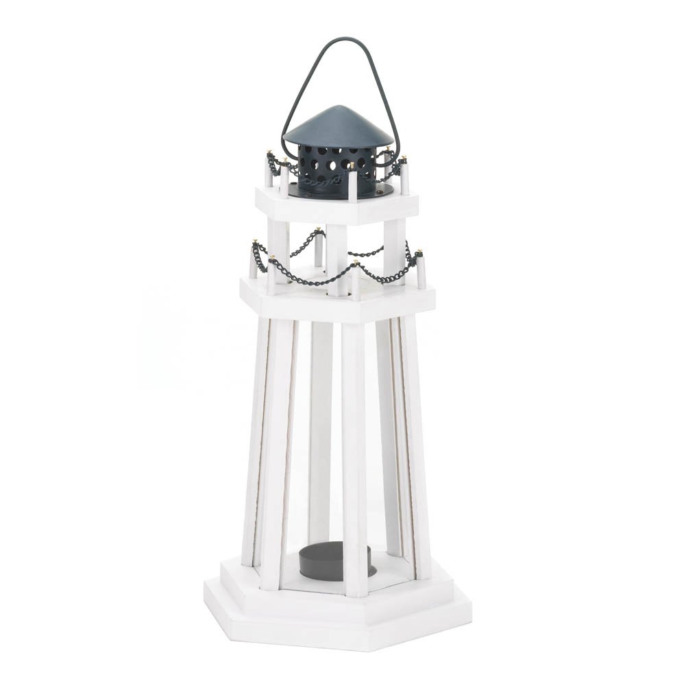 Handcrafted Wooden Lighthouse Lantern - Rustic Coastal Decor for Home, Garden & Outdoor Lighting - Perfect for Patio, Porch & Beach House Ambiance