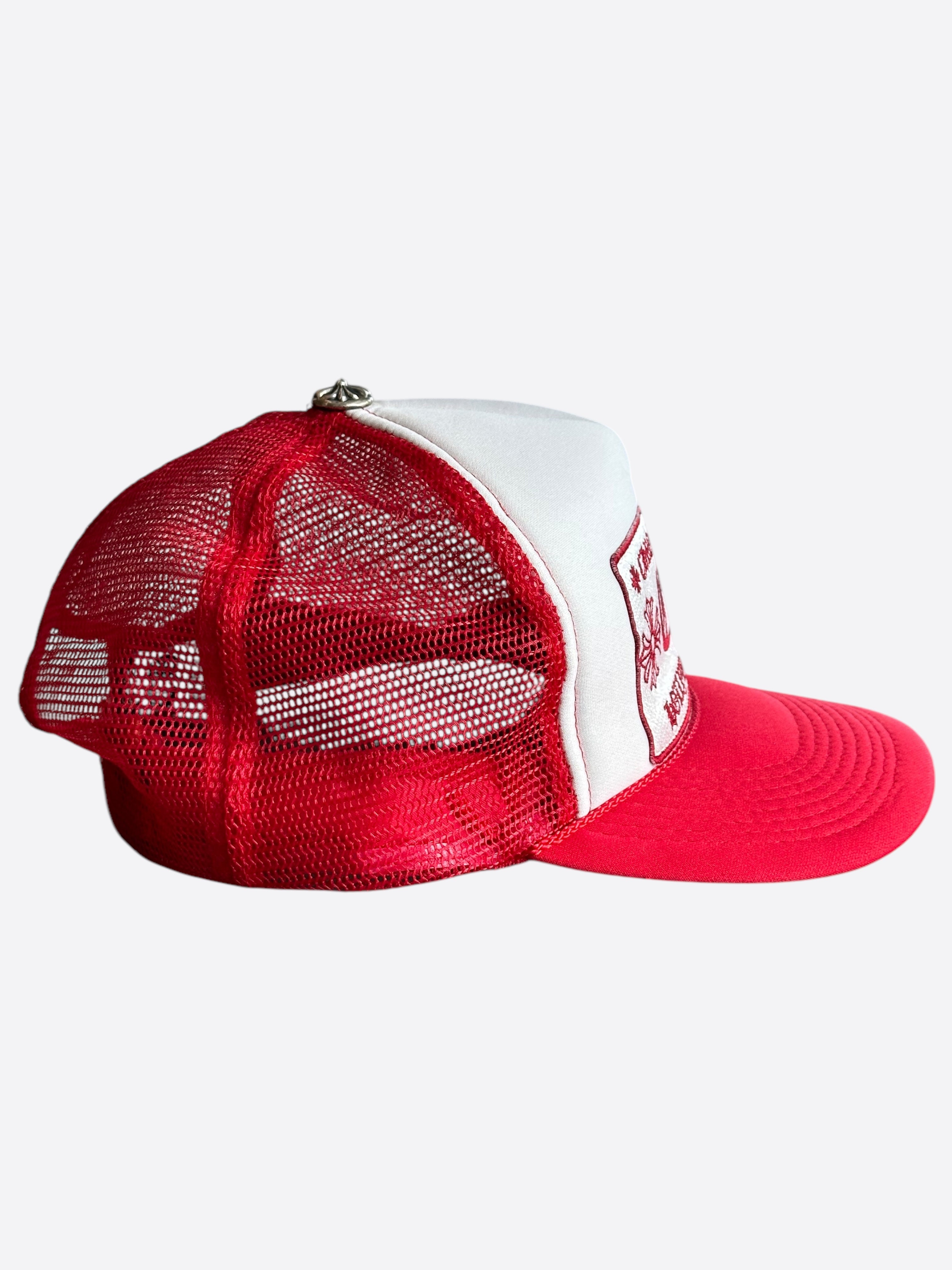 Chrome Hearts Red & White Trucker Hat - Stylish Embroidered Logo Baseball Cap for Men & Women - Perfect for Streetwear, Casual Outfits & Outdoor Activities