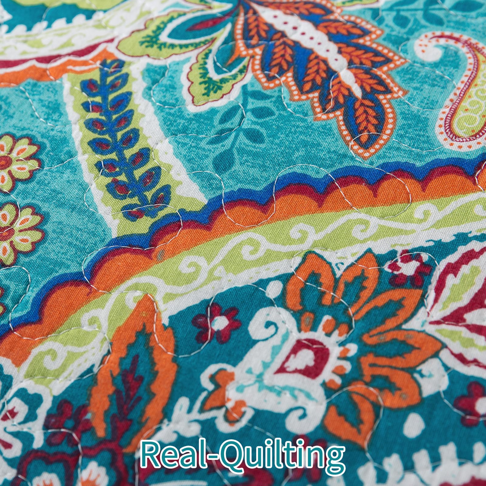 BEDIFANY Queen Size Quilt Set - Lightweight 100% Cotton Reversible Bedspread Coverlet (90x98 Inches) with Boho Design - 3-Piece Bedding Set for Comfortable Sleep - Perfect for Guest Rooms, Master Bedrooms & Cozy Home Decor