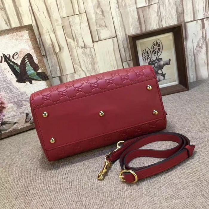 Gucci Signature Small Top Handle Bag for Women - Luxury Red Leather Crossbody Purse for Work, Party & Evening Out