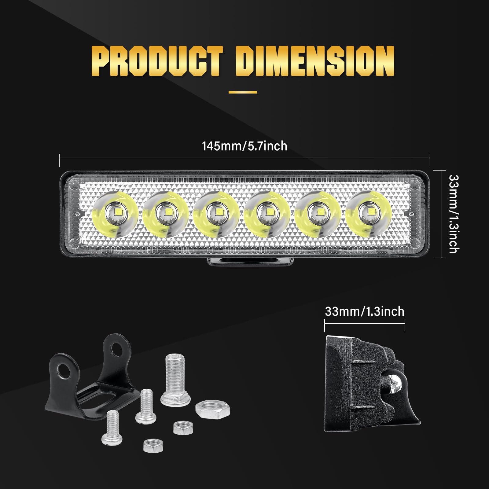 SKYWORLD 2Pcs 6 Inch LED Light Bar 18W Mini Spot Beam Offroad Lights - Waterproof IP67 Fog Lights for Cars, Trucks, ATVs, UTVs - Perfect for Night Driving, Off-Roading & Outdoor Adventures