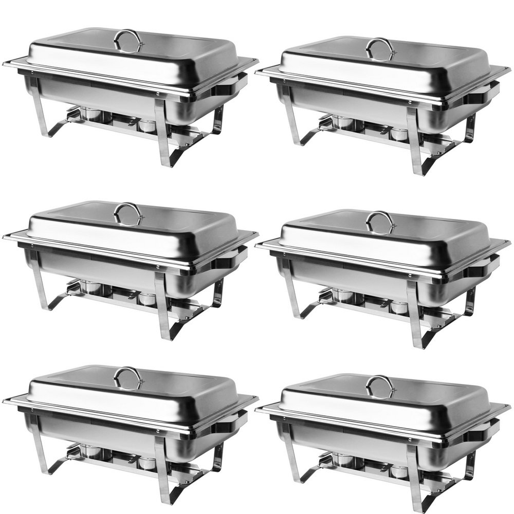 ROVSUN 8 Qt 10-Piece Stainless Steel Buffet Chafing Dish Set - NSF Certified Rectangular Catering Chafer Warmer with Trays, Lids & Folding Stand - Perfect for Banquets, Weddings, Catering Events & Home Dining Parties