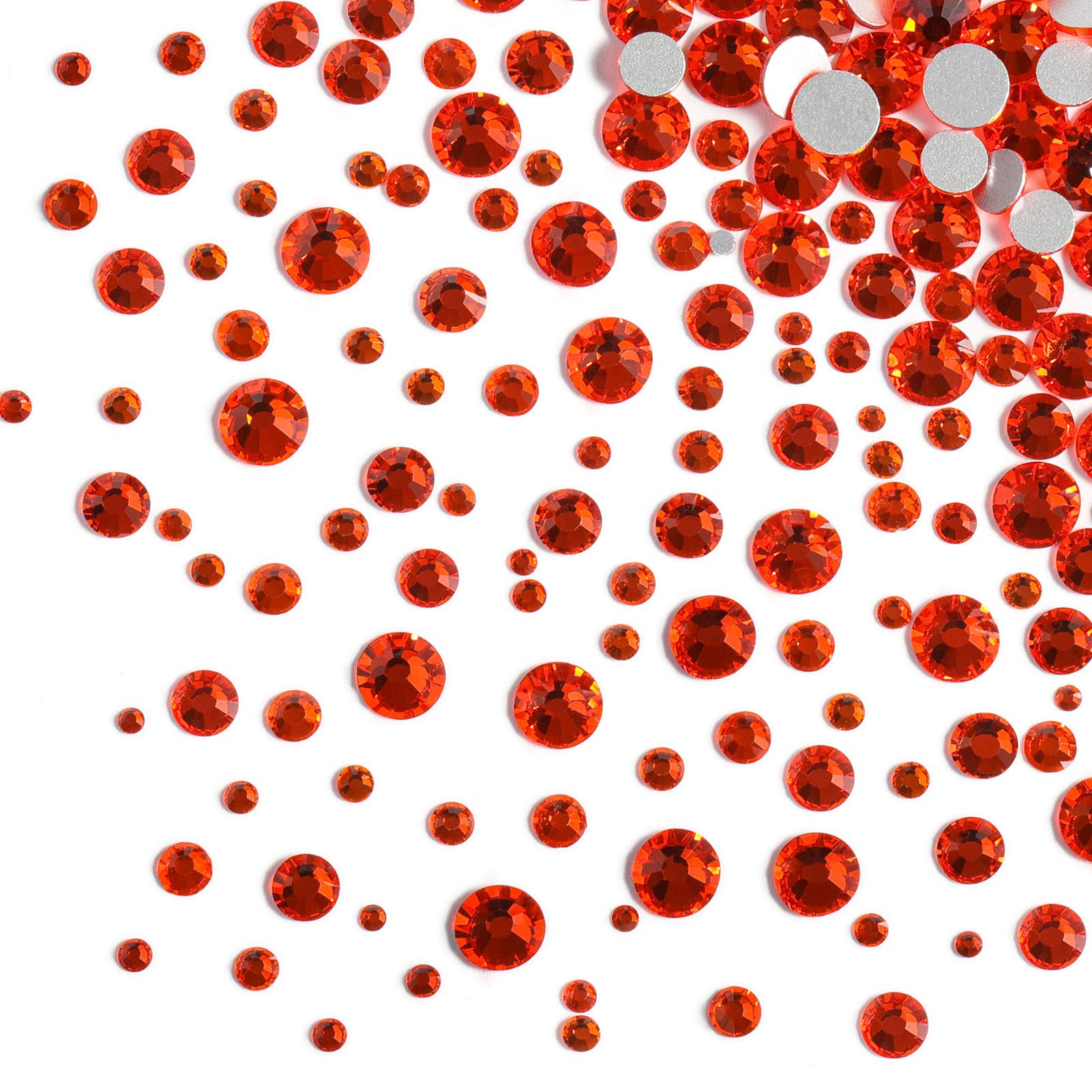 Beadsland 2500pcs Orange Flatback Rhinestones for Nails, Makeup & Crafts - 8 Sizes (SS4-SS30) with Tweezers & Wax Pencil - Perfect for DIY Nail Art, Eye Makeup Gems, and Creative Jewelry Designs