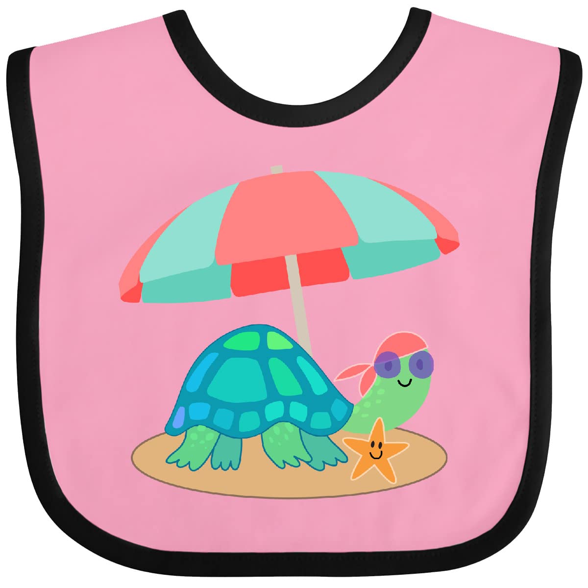 Inktastic Turtle Summer Beach Themed Vacation Baby Bib - Soft & Absorbent for Infants - Perfect for Beach Trips, Pool Parties & Summer Outings