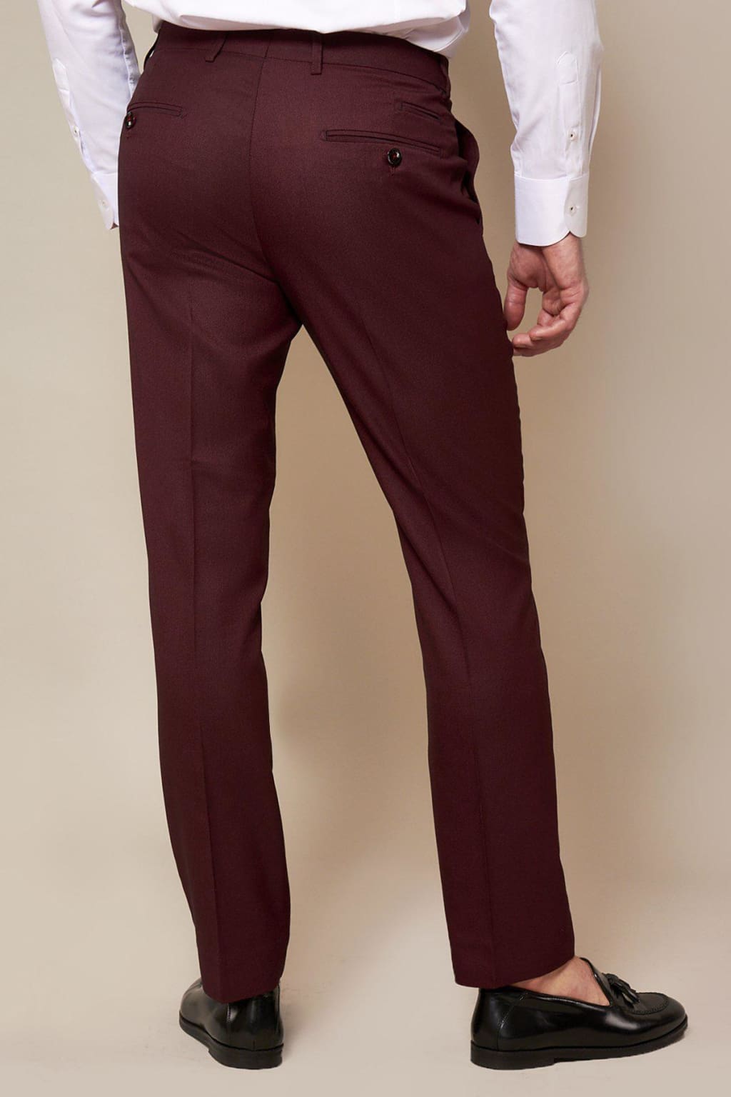 Marc Darcy Danny Wine Tailored Trousers for Men - Slim Fit Dress Pants for Business & Formal Occasions - Office Wear & Wedding Attire