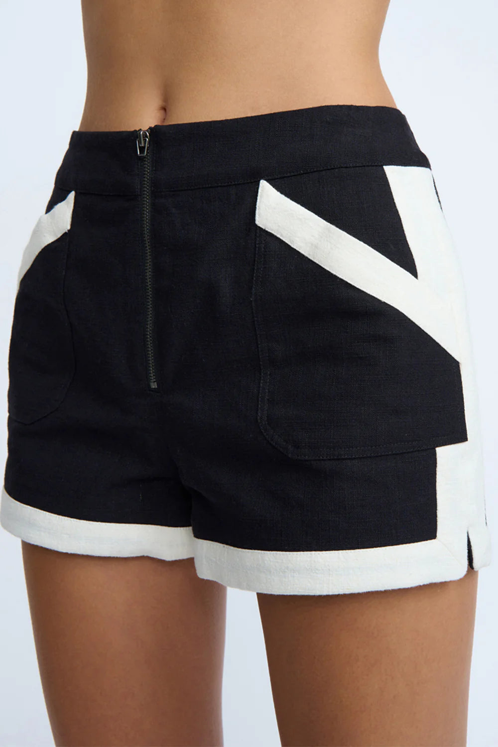 FAY HOLIDAY MINI SHORT - Black & Ivory High Waisted Denim Shorts for Women | Casual Summer Outfits, Beach Vacations & Music Festivals