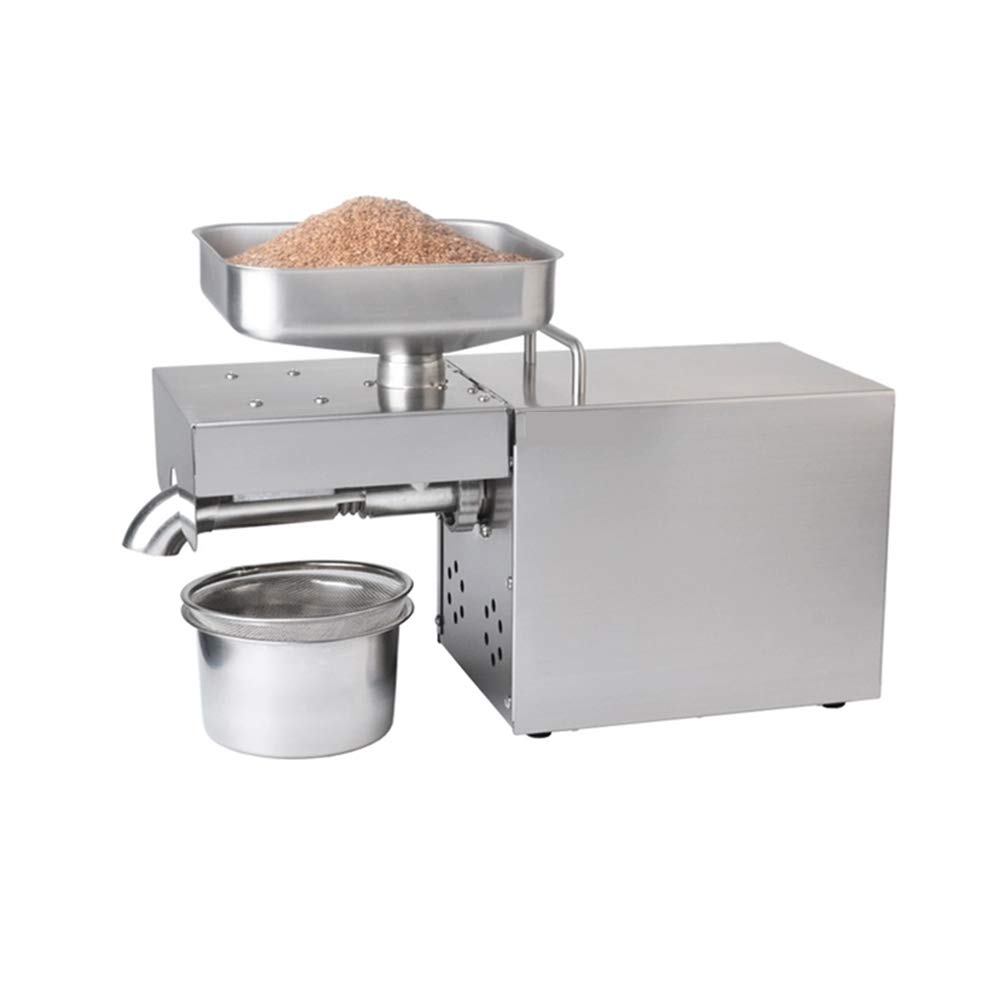 Stainless Steel Automatic Oil Press Machine for Home Use - Extractor & Expeller for Avocado, Coconut, Castor, Flax, Peanut, Canola Oils - Includes Oil Cup | Perfect for DIY Essential Oils, Cooking & Beauty Products