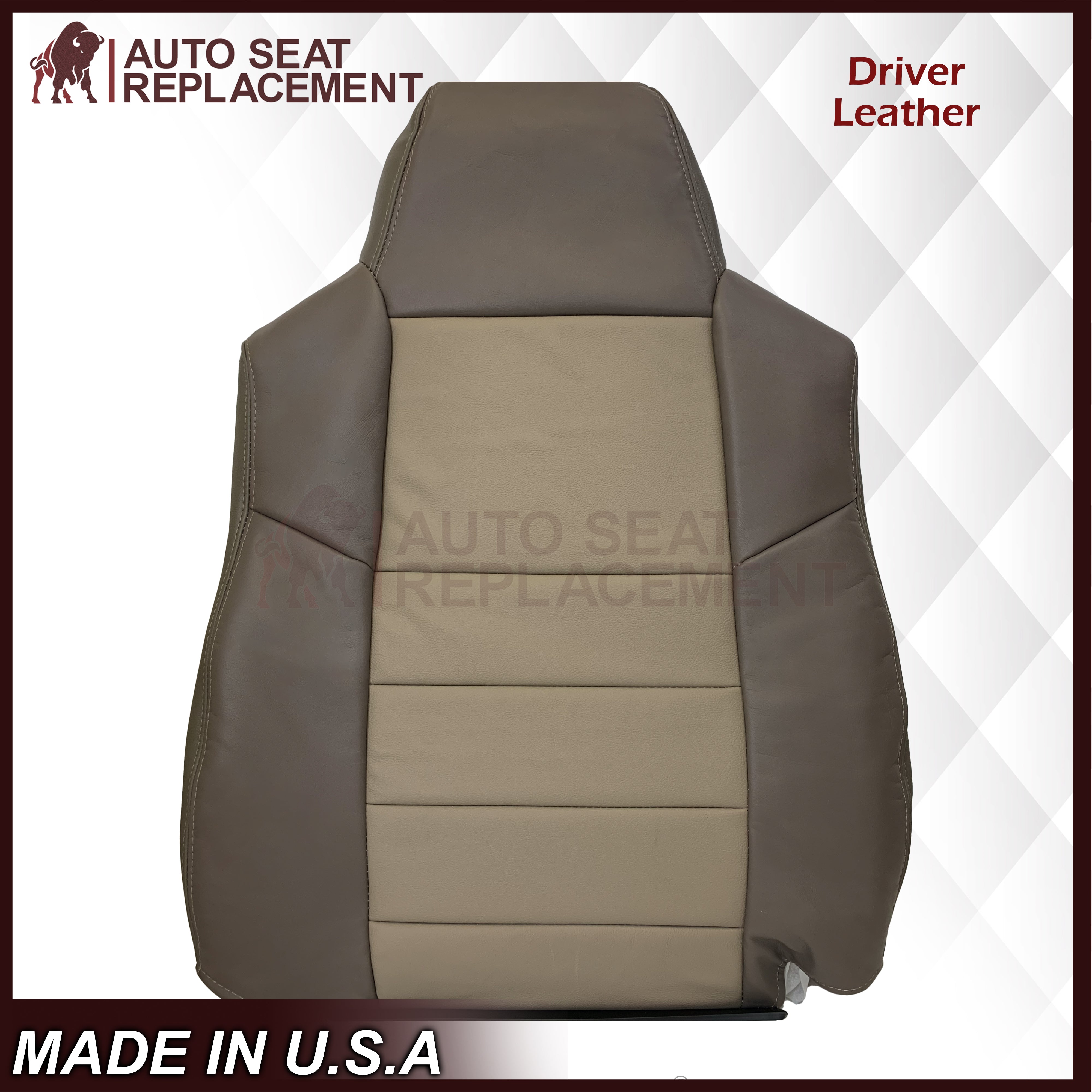 2002-2004 Ford Excursion Eddie Bauer Leather & Vinyl Seat Covers - 2-Tone Gray & Tan - Custom Fit Replacement Covers for Enhanced Comfort & Style - Perfect for Road Trips & Family Adventures