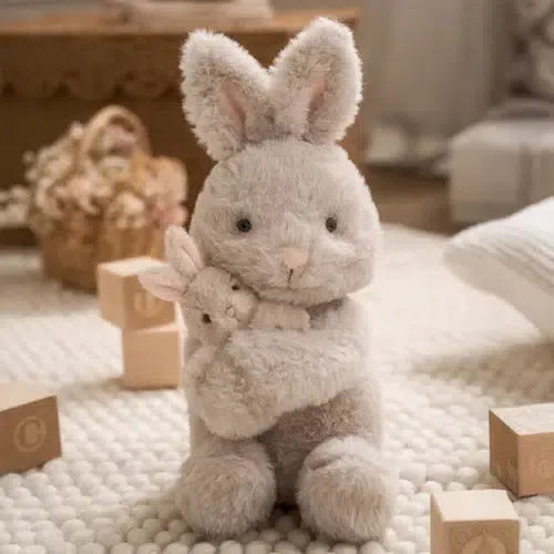 Adorable Baby Bunny Plush Toy Set - Mommy & Baby Bunny Stuffed Animals for Kids | Perfect for Nursery Decor, Gift Giving & Cuddling