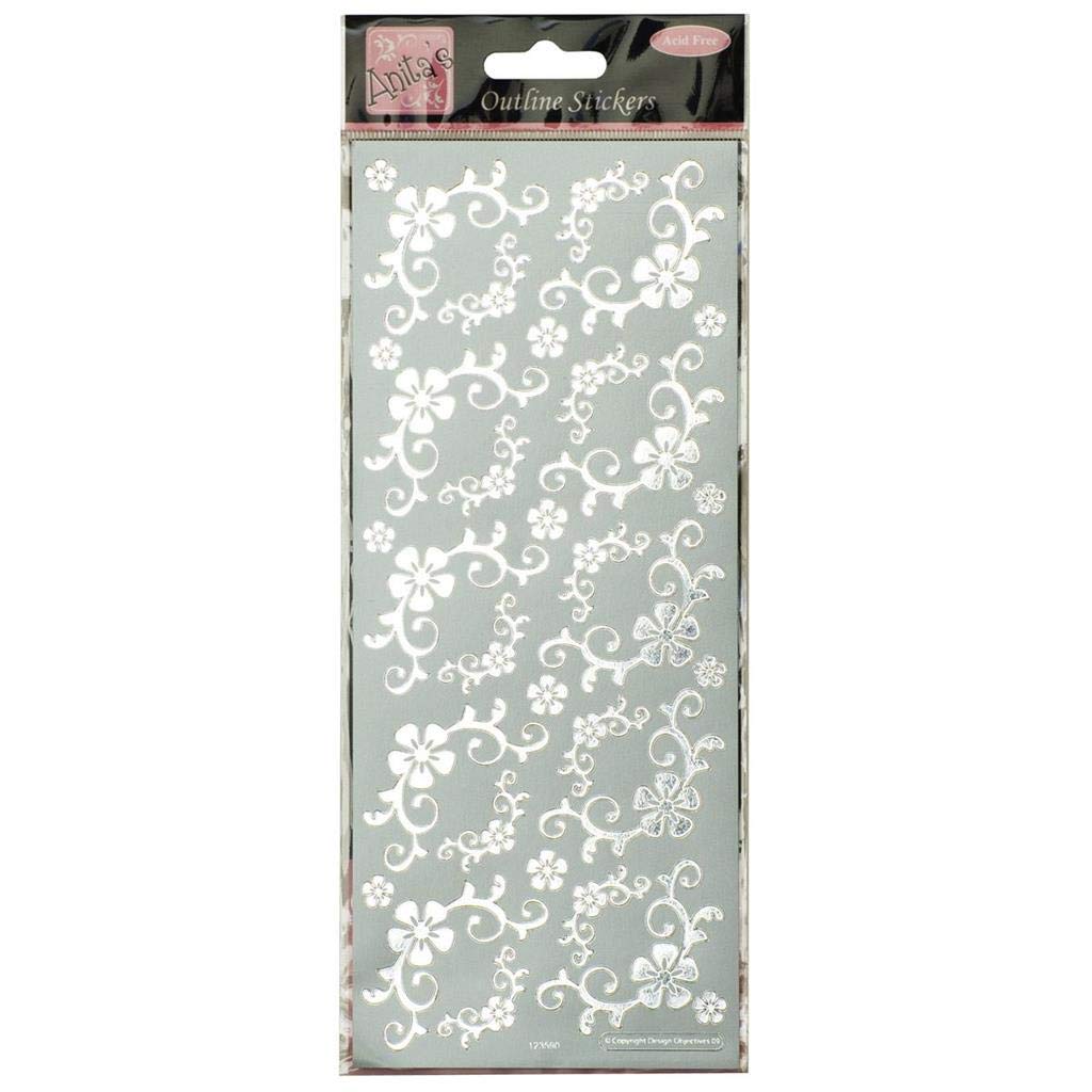 Anitas Outline Stickers - Fanciful Floral Corners in Silver for Scrapbooking, Card Making & DIY Crafts | Perfect for Home Decor, Kids Art Projects, School Homework & Gift Wrapping | Decorative Stickers for Paper, Glass, Metal, Plastic & Foam Surfaces