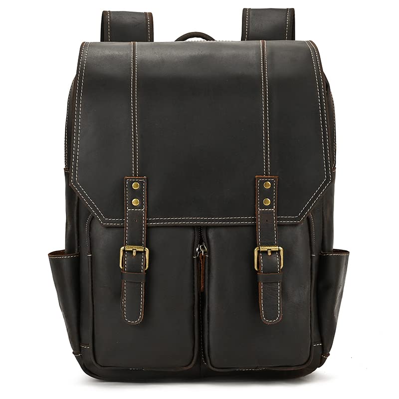 Premium Genuine Leather 16-Inch Laptop Backpack for Men - Durable Business Briefcase & Travel Backpack for Work, Commuting & Outdoor Adventures