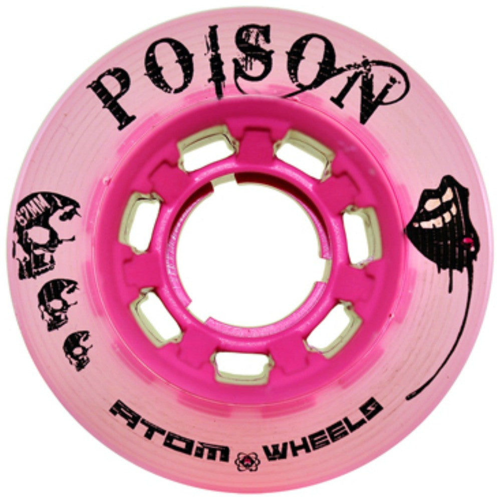 Atom Poison 62mm Roller Skate Wheels 4-Pack - High Performance Outdoor/Indoor Skating Wheels for Artistic, Derby & Recreational Roller Skating