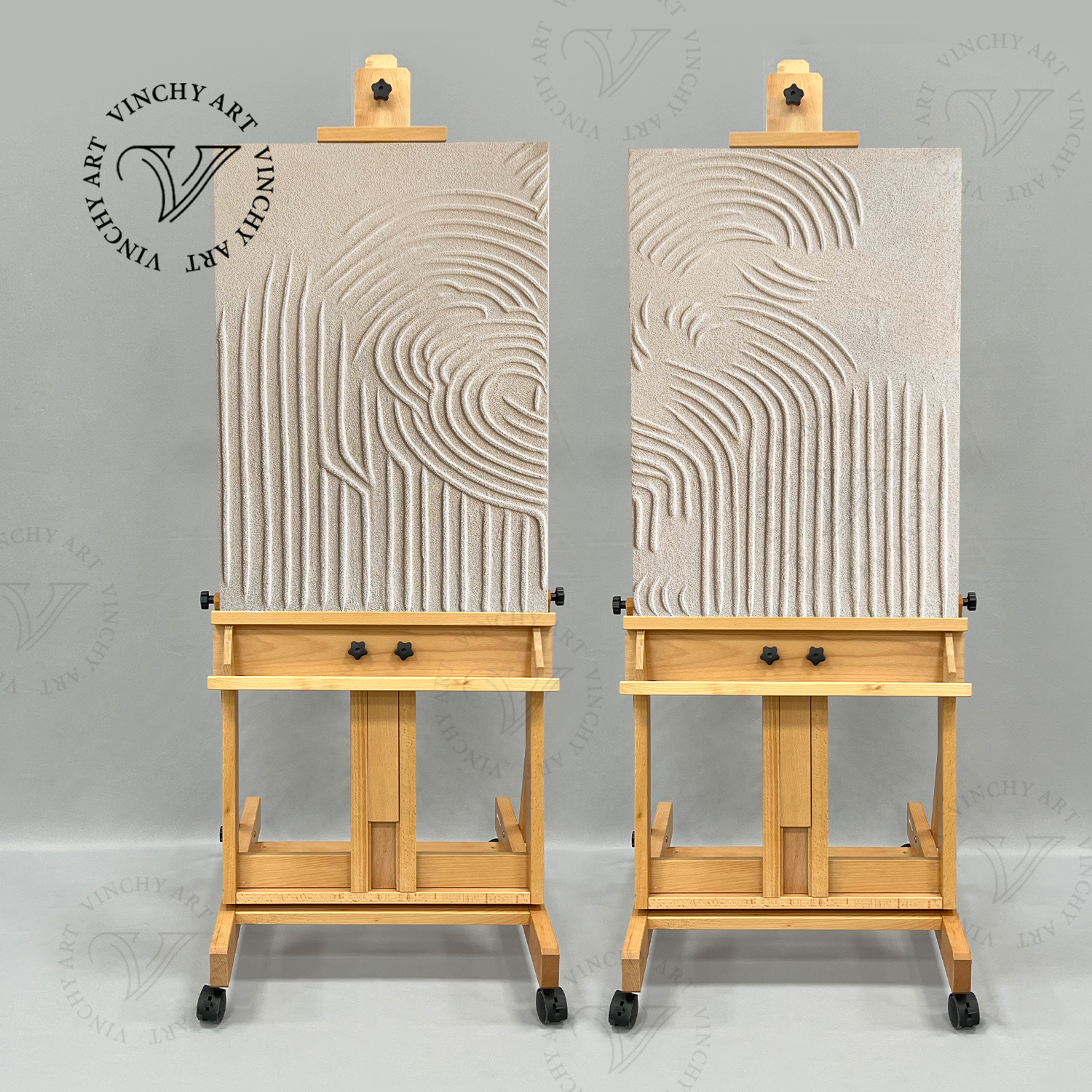 Frameless Stretched Canvas Abstract Art Set of 2 - Beige & Brown Modern Wall Decor #BB066 | Perfect for Living Room, Bedroom & Office Decor
