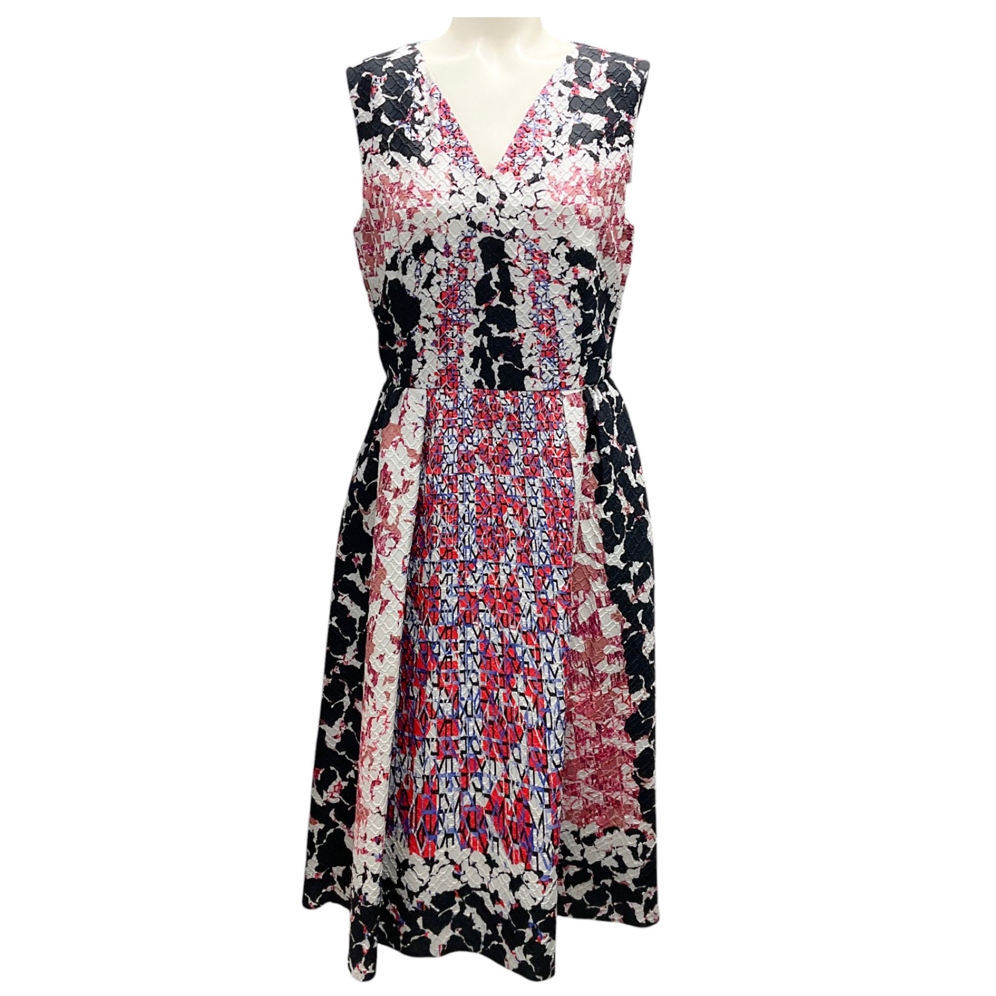 Peter Pilotto Black Multi Printed Sleeveless Silk Midi Dress for Women | Elegant Summer Party Cocktail Dress | Perfect for Weddings, Garden Parties & Special Occasions