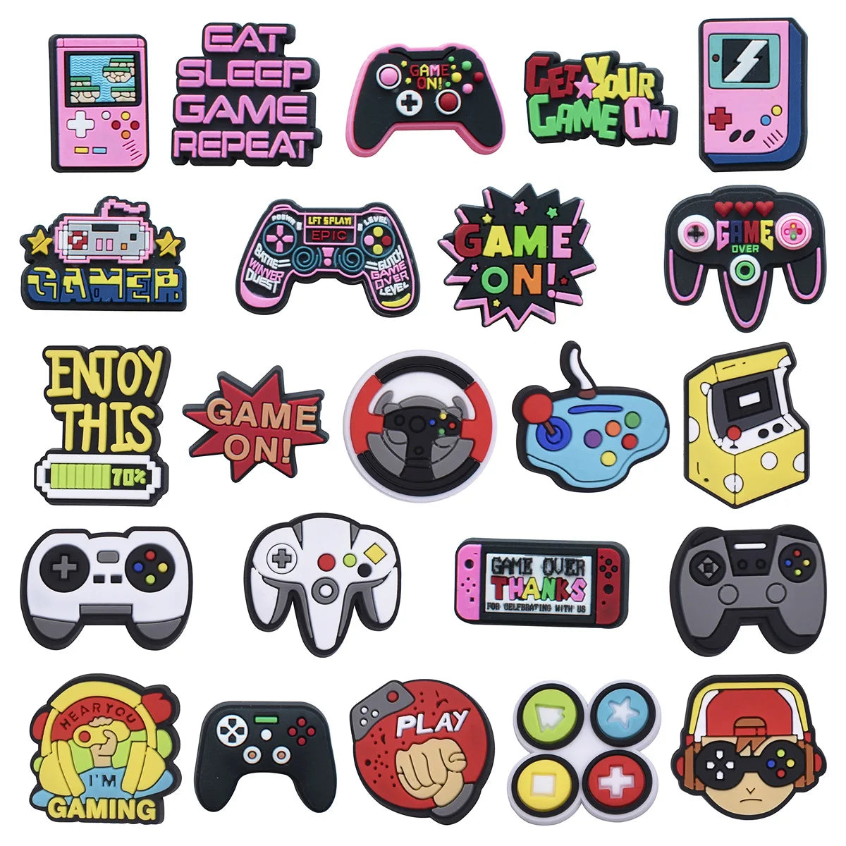 Gaming Shoe Charms for Crocs - Game Controller Badges for Women & Kids - Shoe Pins & Decorative Buckles for Sandals, Jeans & Shoes - Perfect Christmas Gift & Fashion Accessories (Great for Cosplay, Gamer Parties & Everyday Style)