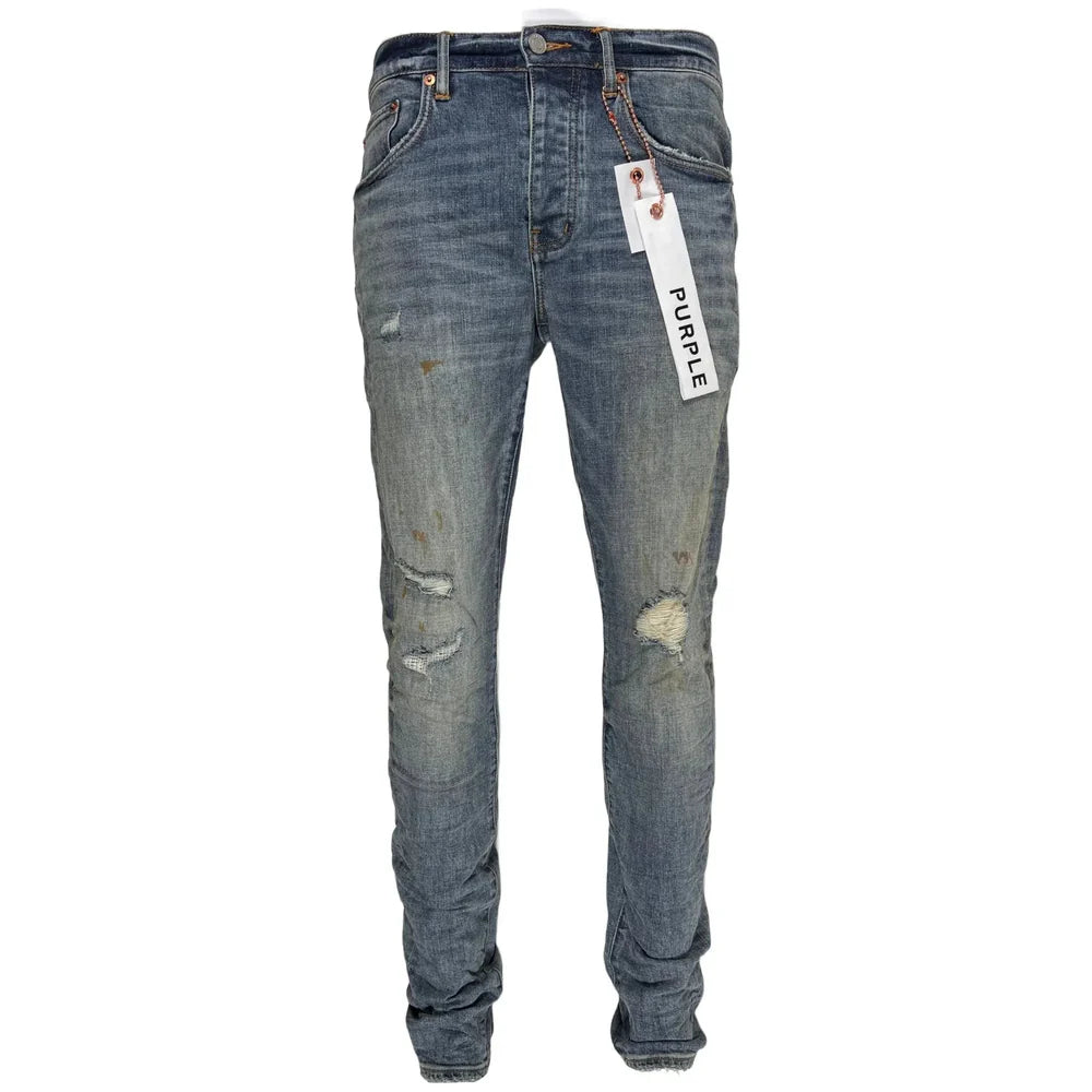 PURPLE BRAND P001 Light Indigo Distressed Jeans - Trendy Ripped Denim for Men & Women | Perfect for Casual Outfits, Streetwear & Everyday Wear