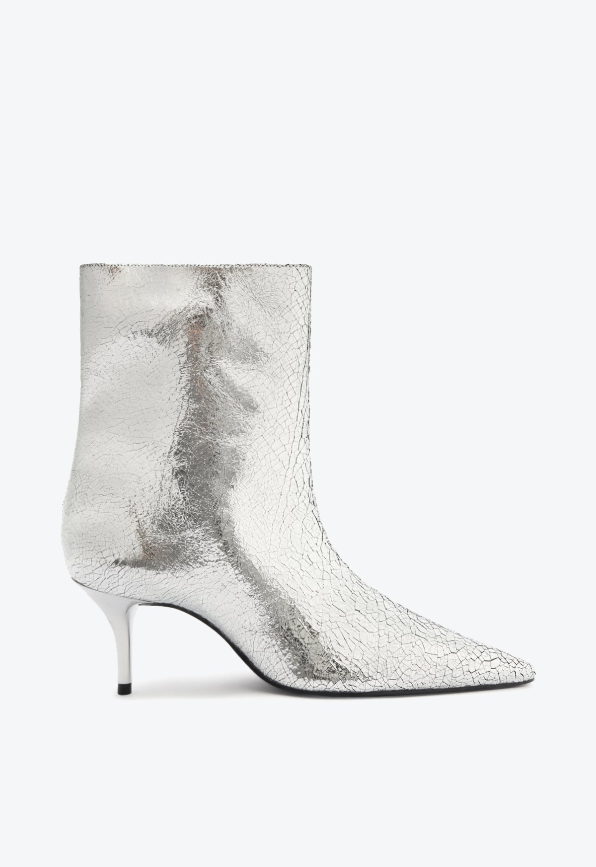 Frances Crackled Leather Bootie - Mid Heel Height 2.4