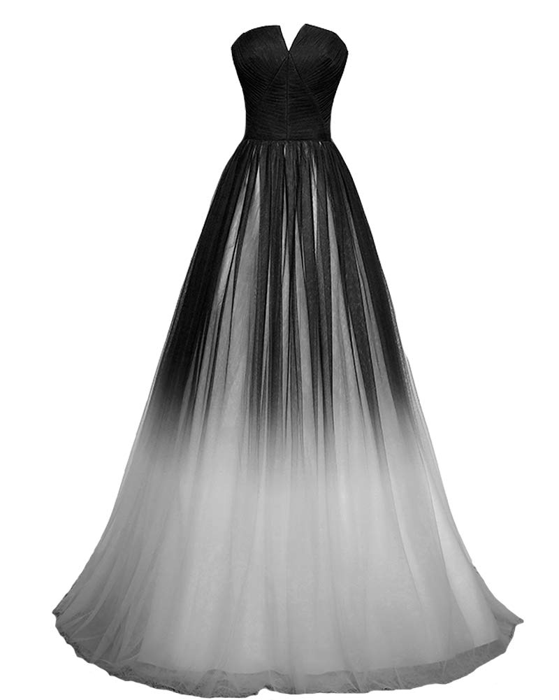 Kivary Women's Gradient Tulle Long Ombre Prom Dress with Pleats - Elegant Formal Evening Gowns for Homecoming, Ball, Wedding & Special Occasions