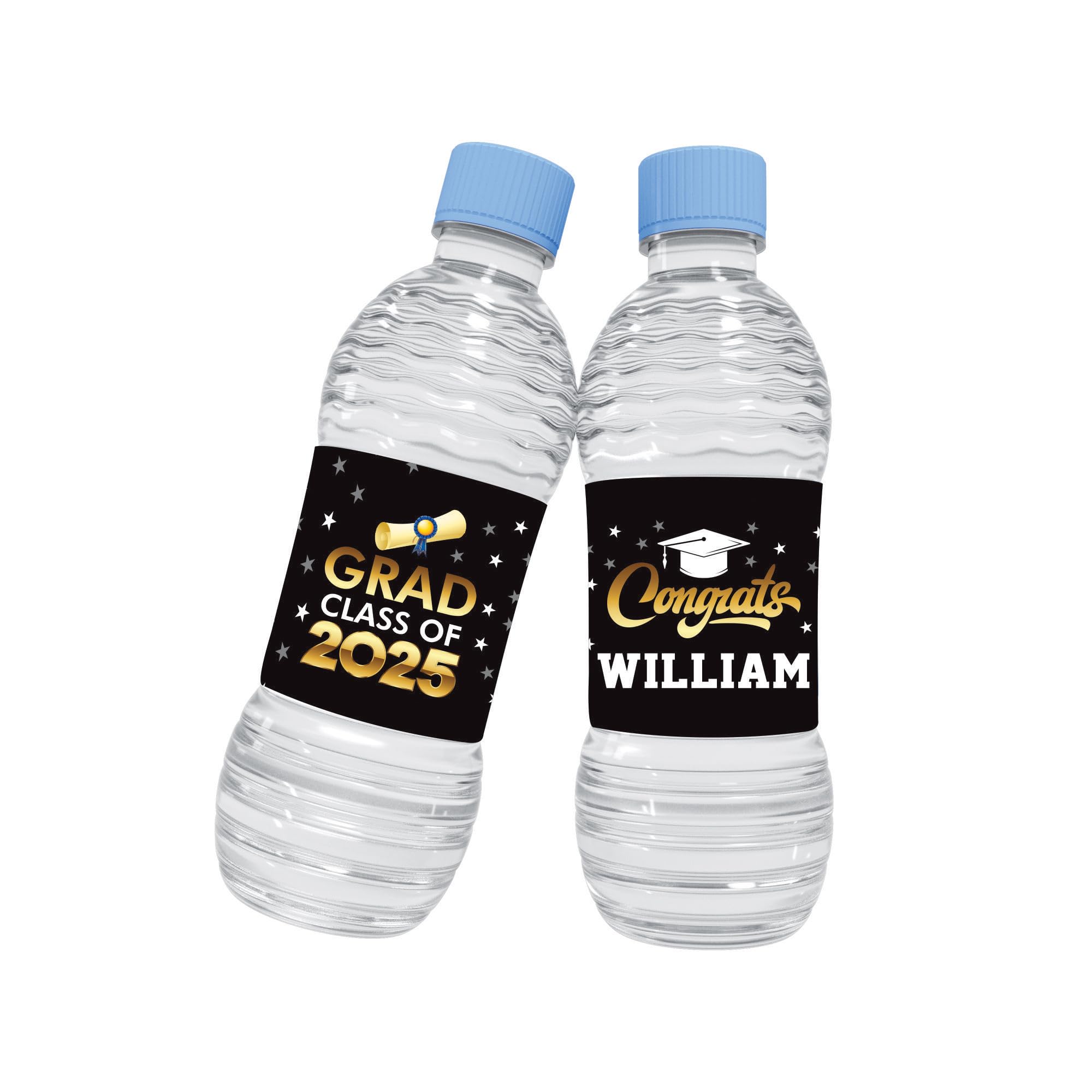 25 Pcs Custom Graduation 2025 Water Bottle Labels - Personalized Class of 2025 Party Decorations, Waterproof Graduation Favors for Tables, Cups & Gifts | Perfect for Graduation Parties, School Events & Celebrations (VP2809)