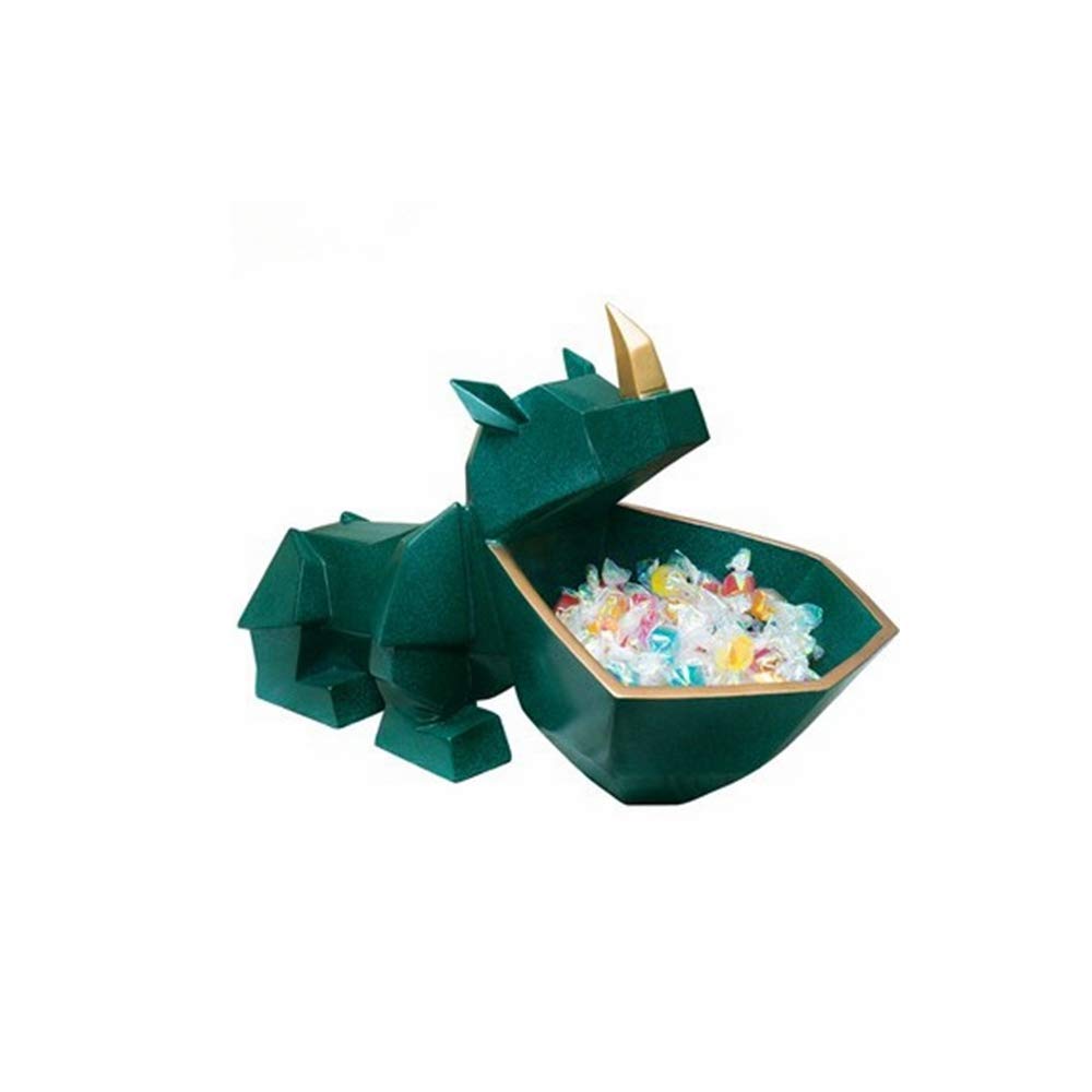 Modern Geometric Rhino Statue - Animal Shaped Sundries Holder & Candy Box - Home Office Decor for Living Room, Bookshelf, Desktop | Unique Sculpture Figurine for Gifts & Modern Interior Design
