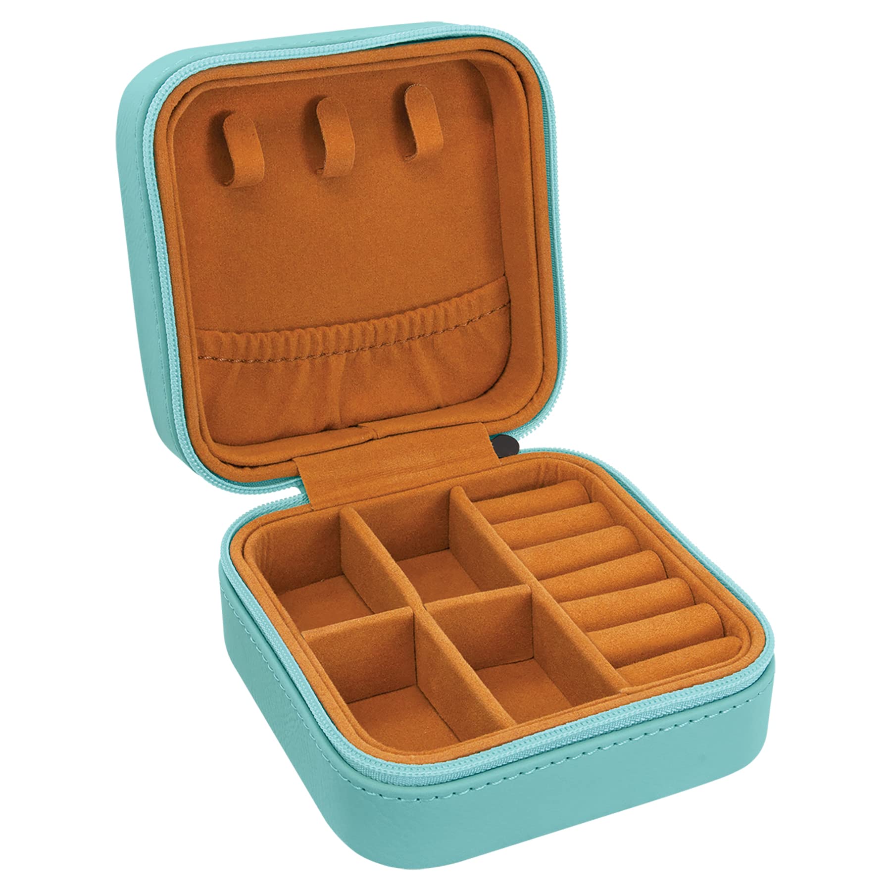 Personalized Engraved Teal Jewelry Box for Women & Girls - Laser Engravable Leatherette Travel Jewelry Case - Perfect for Gifts, Bridesmaids, Wedding Favors & Travel Organization