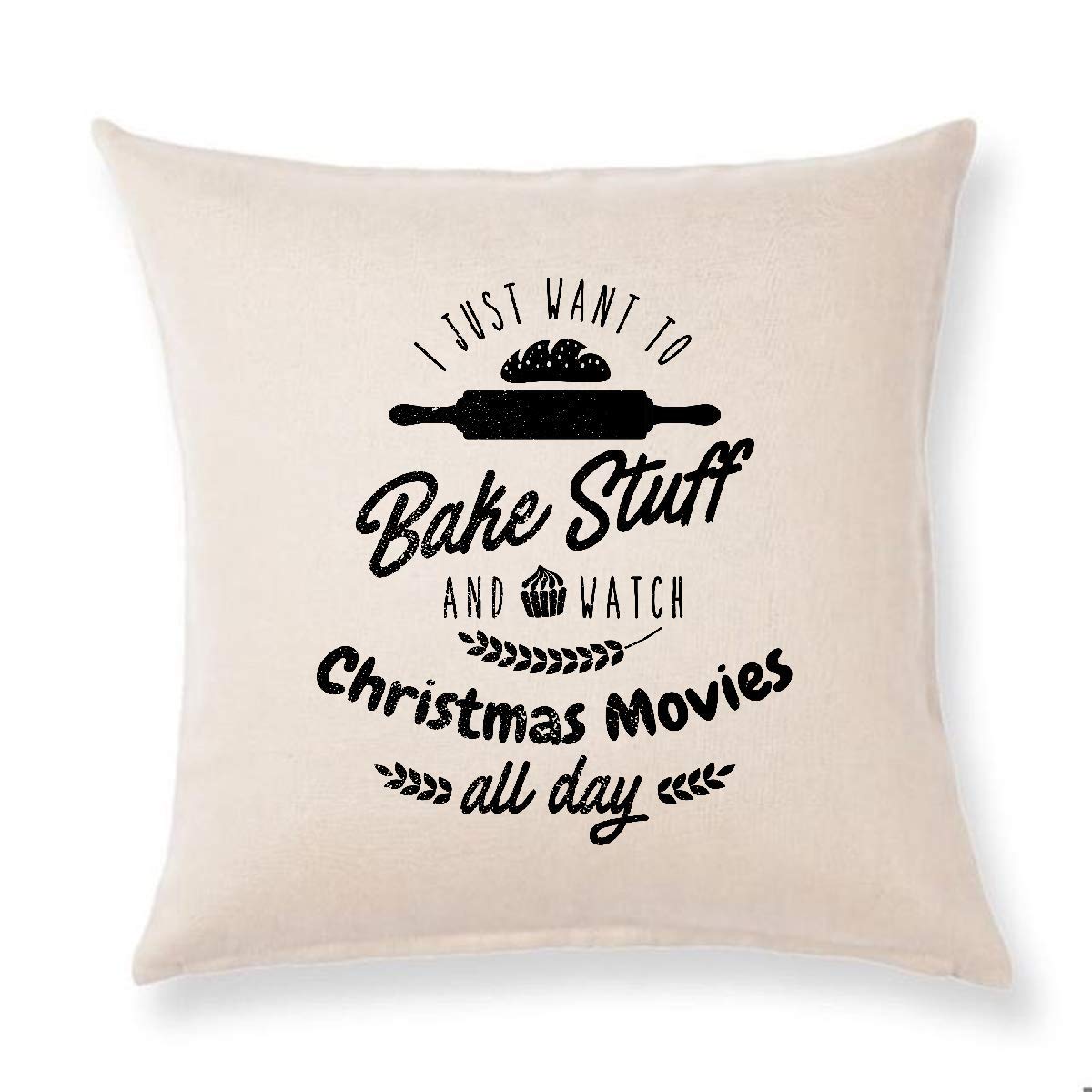 Farmhouse Christmas Pillow Cover - Cozy Holiday Decor for Baking & Movie Nights - Perfect for Living Room, Bedroom & Seasonal Décor