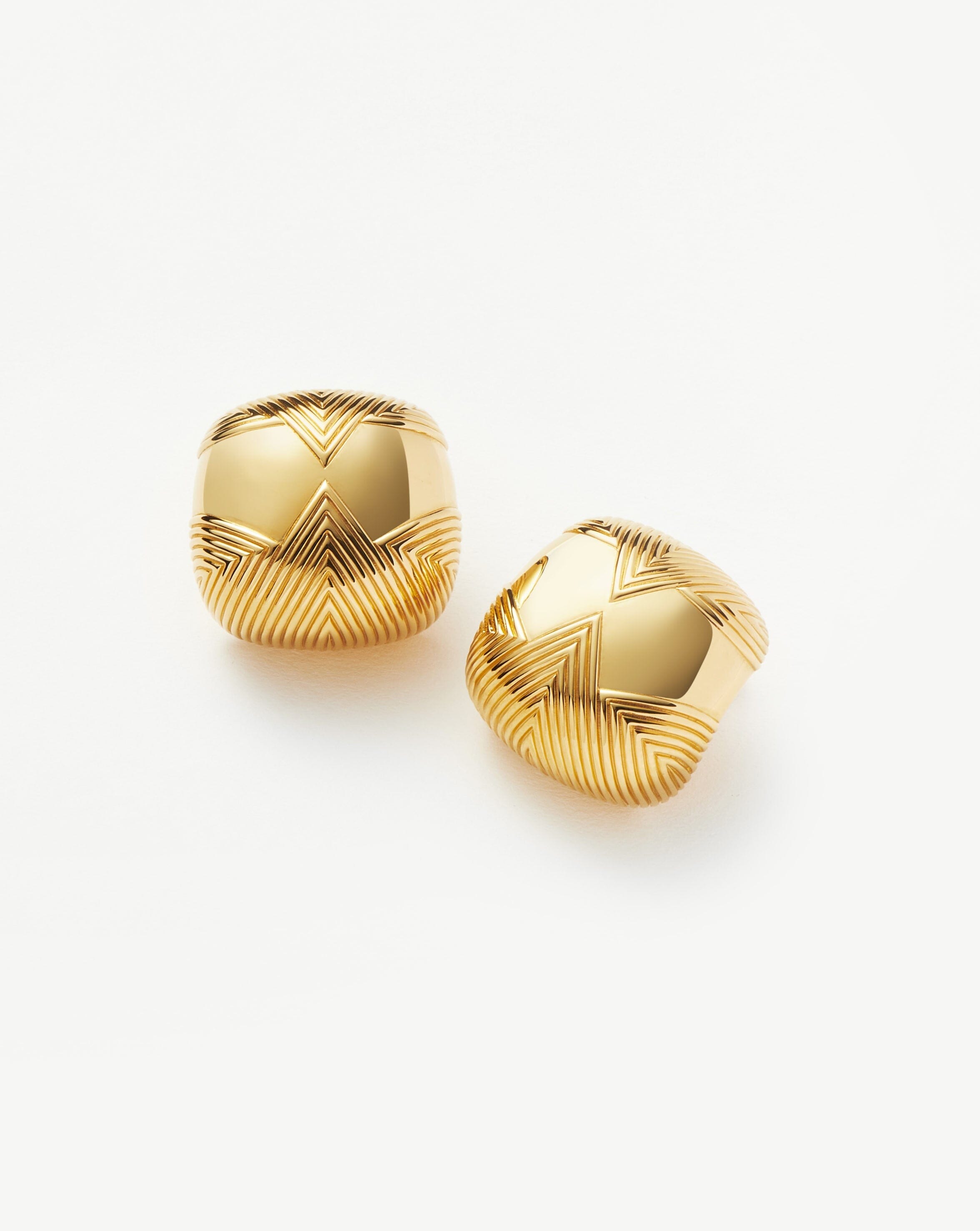 Hera Oversized Dome Ridge Stud Earrings - 18k Gold Plated Hoop Earrings for Women | Trendy Fashion Jewelry Gift for Birthday, Anniversary & Party Occasions