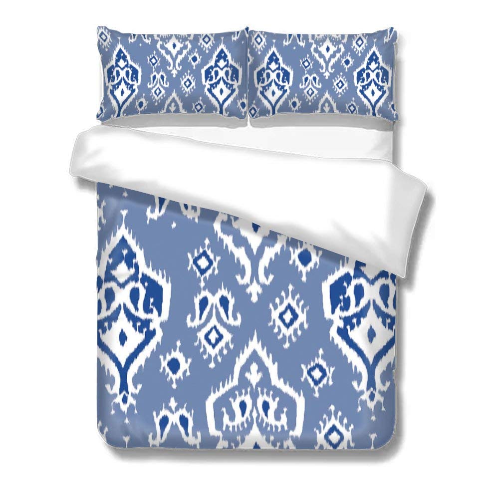 Elvoes King Size Duvet Cover Set - Ultra Soft 3-Piece Comforter Cover with 2 Pillow Shams, Ikat Print Bedding Collection | Perfect for Master Bedroom, Guest Room & Home Decor