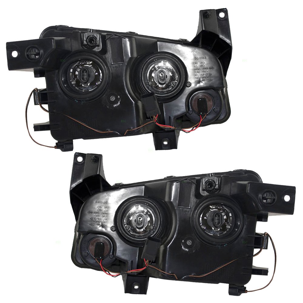 Replacement Halogen Headlight Set for 2006-2010 Dodge Charger - Driver & Passenger Side with Amber Signal Lens (Part# 4806165AF & 4806164AF) | Perfect for Night Driving & Vehicle Restoration Projects