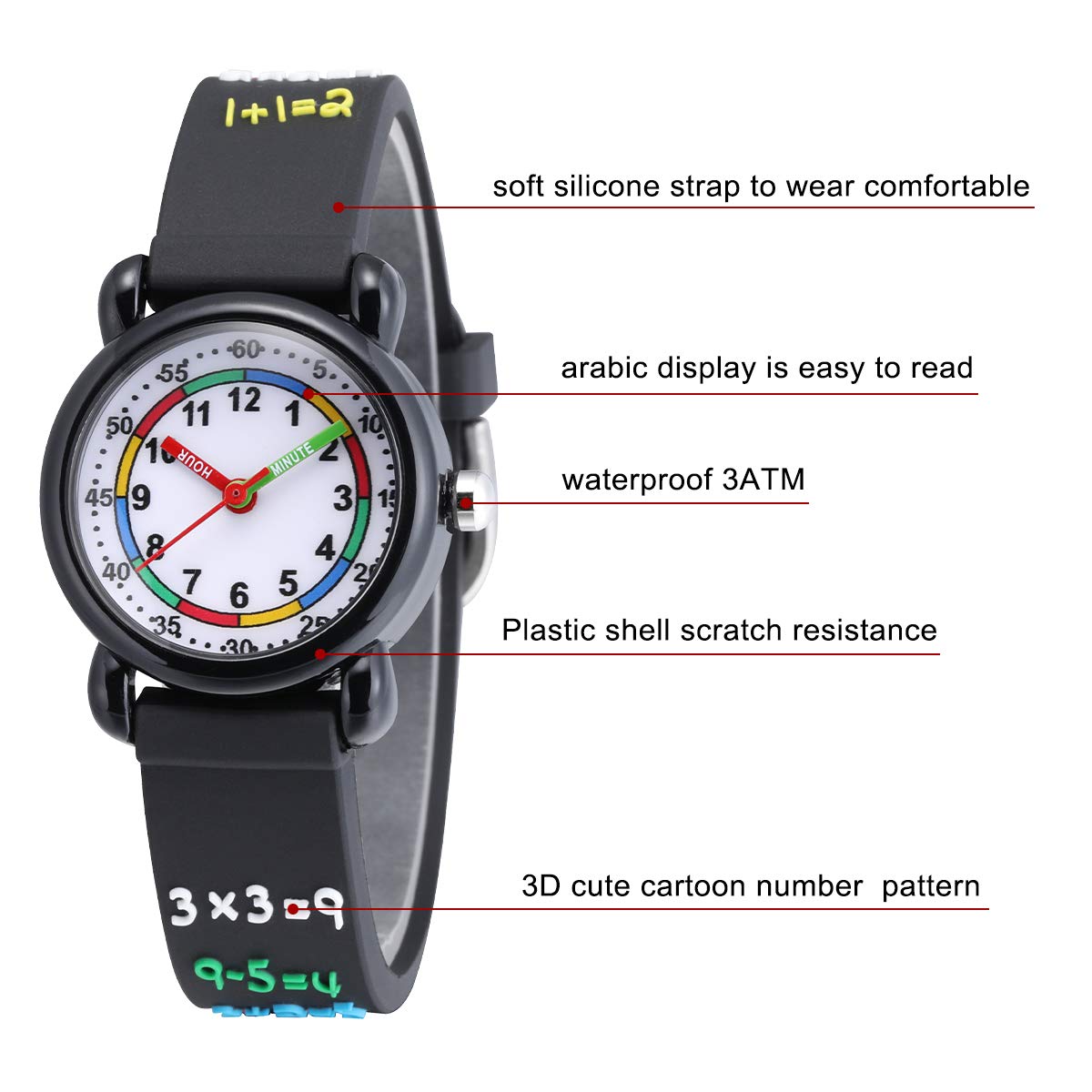 **Jewtme Cute Analog Kids Watch for Toddlers Ages 3-8 - 3D Silicone Cartoon Watch for Boys & Girls - Perfect for Learning Time & School Activities**