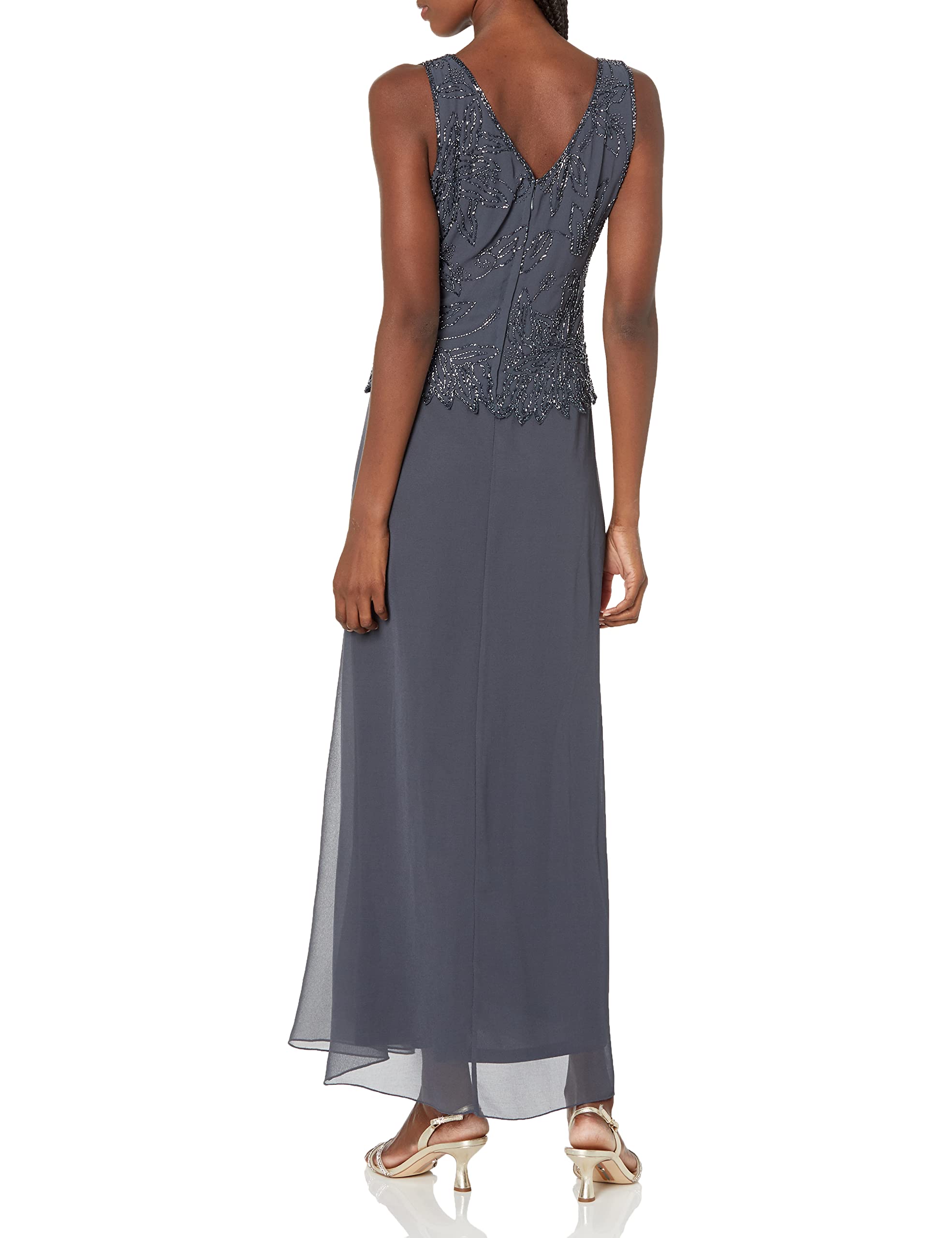 J Kara Women's Beaded Long Jacket Dress Two Piece Set - Elegant Boho Chic Outfit for Parties, Weddings & Special Occasions