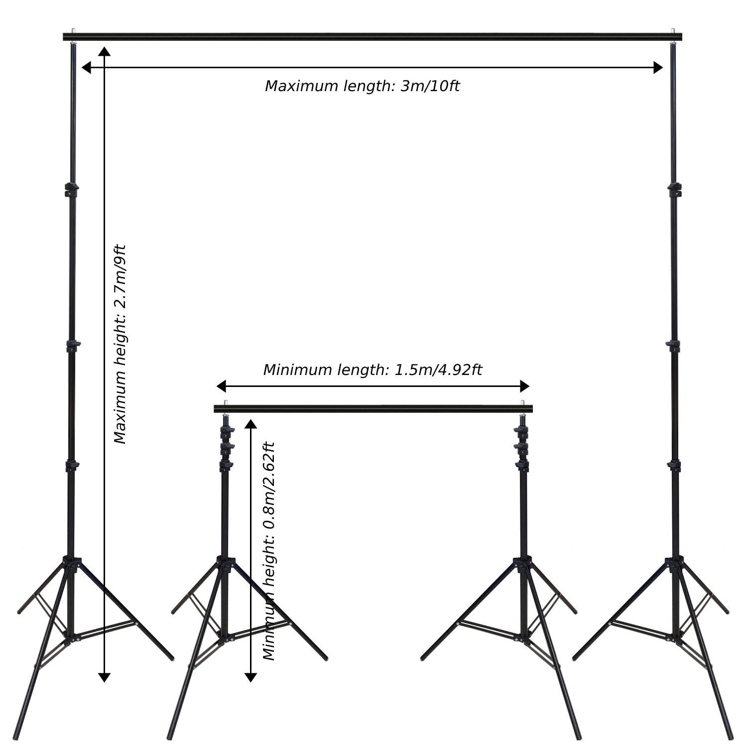 10x9ft Adjustable Photo Backdrop Stand - Aluminum Alloy Photography Background Support System for Studio, Party, Wedding & Advertising Display - Perfect for Professional Photography, Event Decorations and Commercial Displays