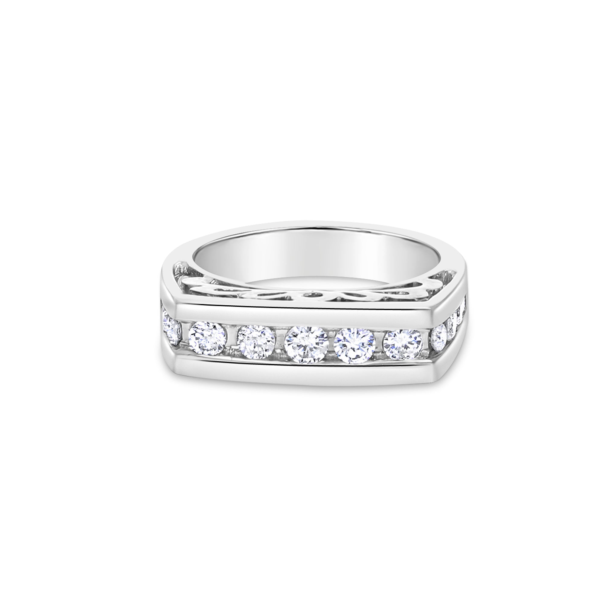 Men's 14k White Gold Diamond Wedding Band - 0.80cttw Elegant Ring for Engagement, Anniversary & Special Occasions