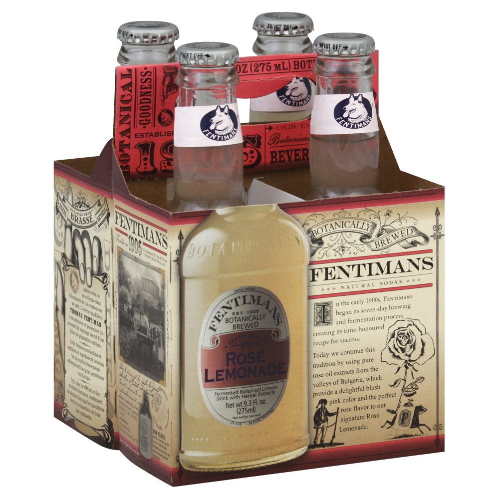 Fentimans Rose Lemonade - 4 Pack (37.2 FL Oz Each) - Premium Sparkling Rose Flavored Lemonade - Perfect for Parties, Picnics & Summer Refreshment