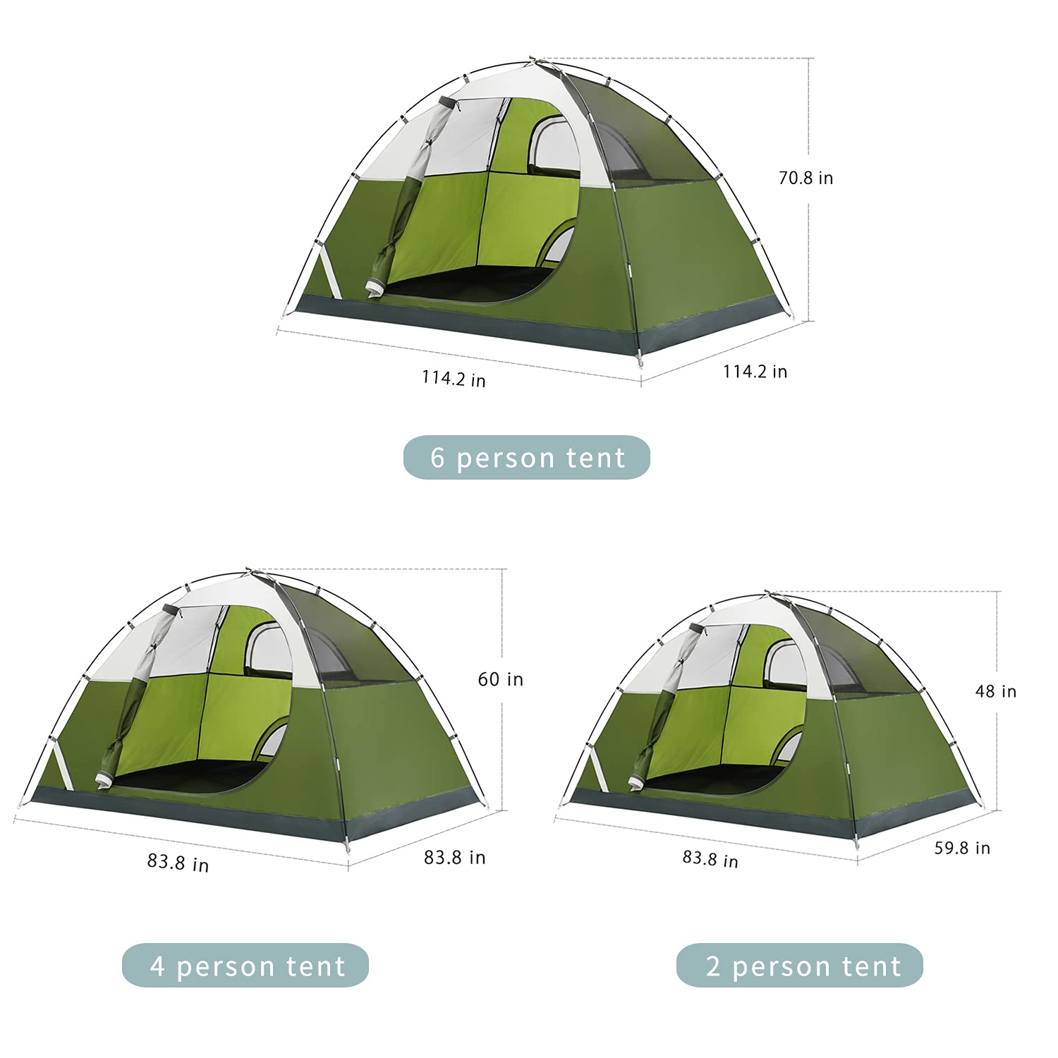 MOON LENCE 2/4 Person Camping Tent - Waterproof & Windproof Dome Tent for Backpacking, Hiking, Outdoor Adventures - Perfect for Family Camping Trips and Weekend Getaways