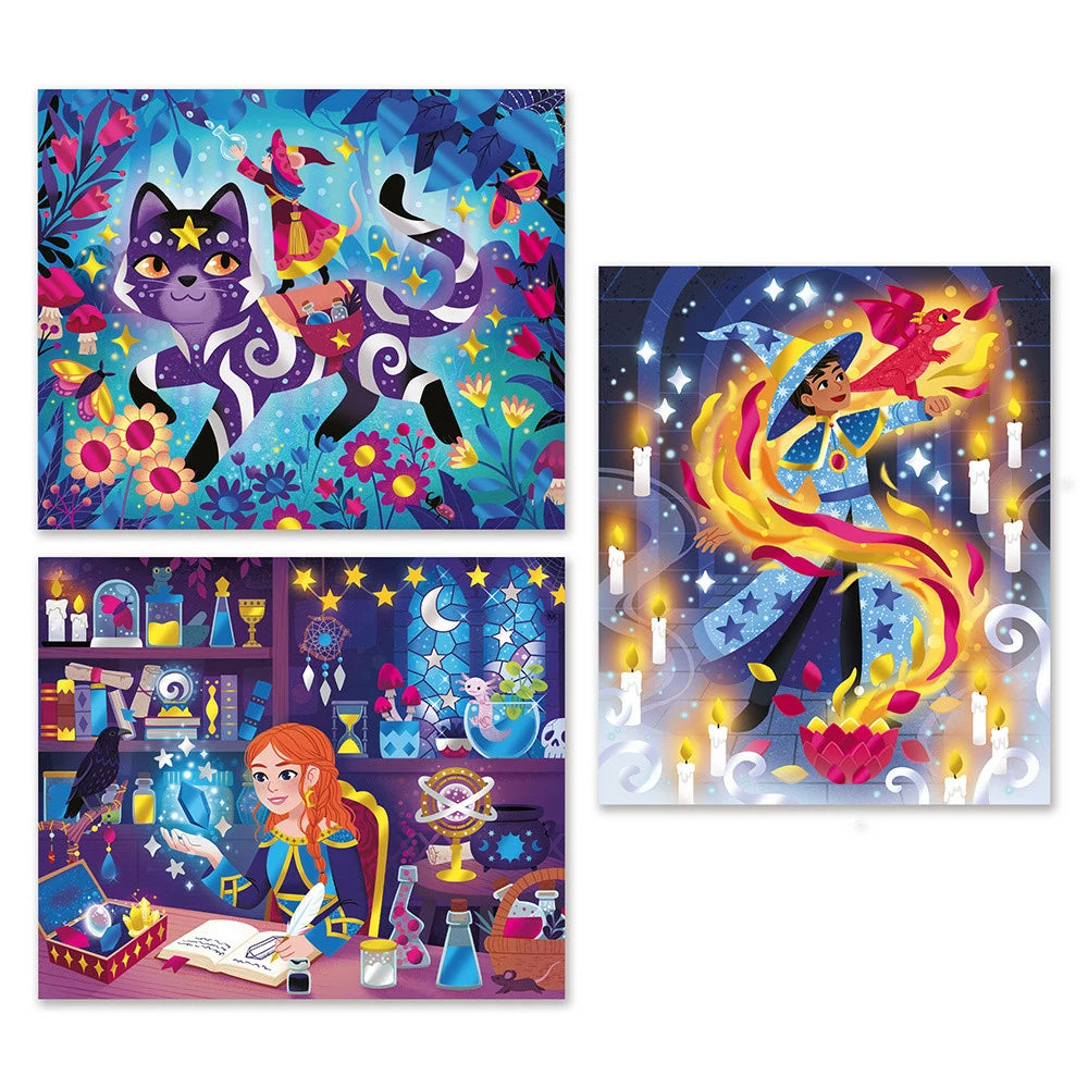 Magic School 3 Gilding Paintings - Premium Gold Leaf Art for Home Decor, DIY Craft Projects & Gift Giving