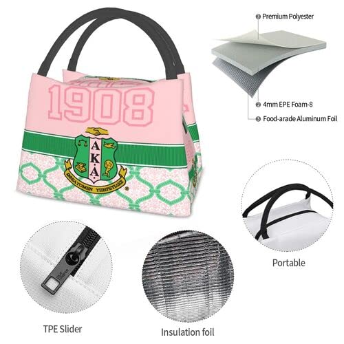 Insulated Reusable Lunch Tote & Cooler Bag for Women - Perfect Sorority Gift, Work, Picnic & Gym Lunch Box (Pink)
